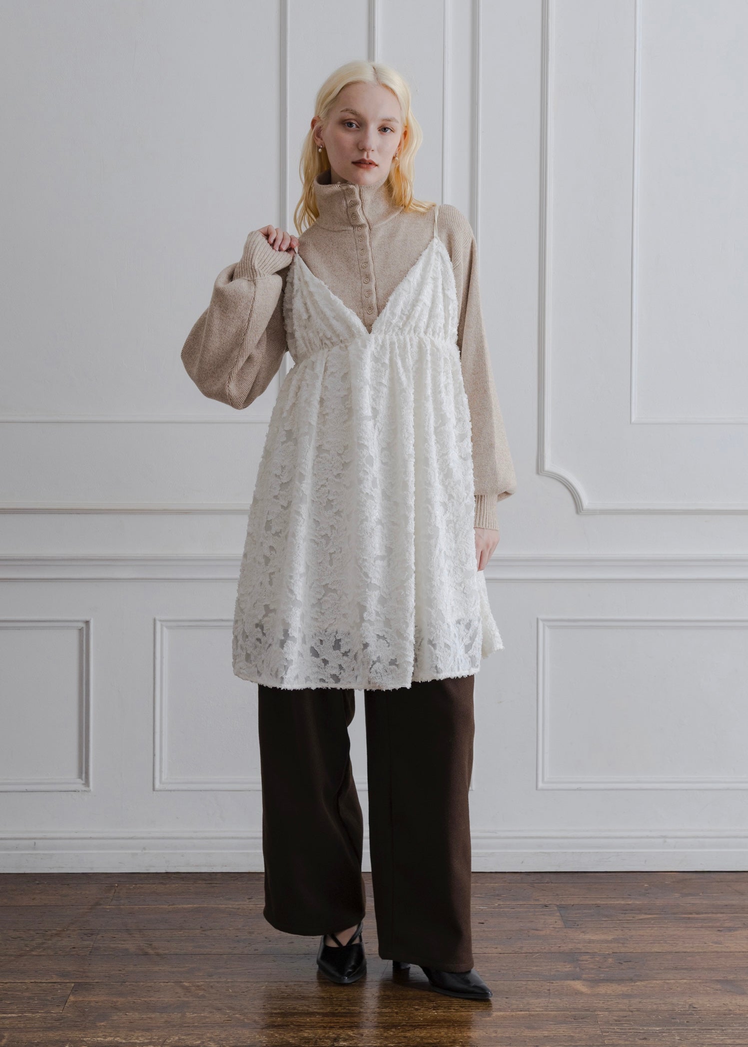 SHEER JACQUARD TUNIC CAMISOLE