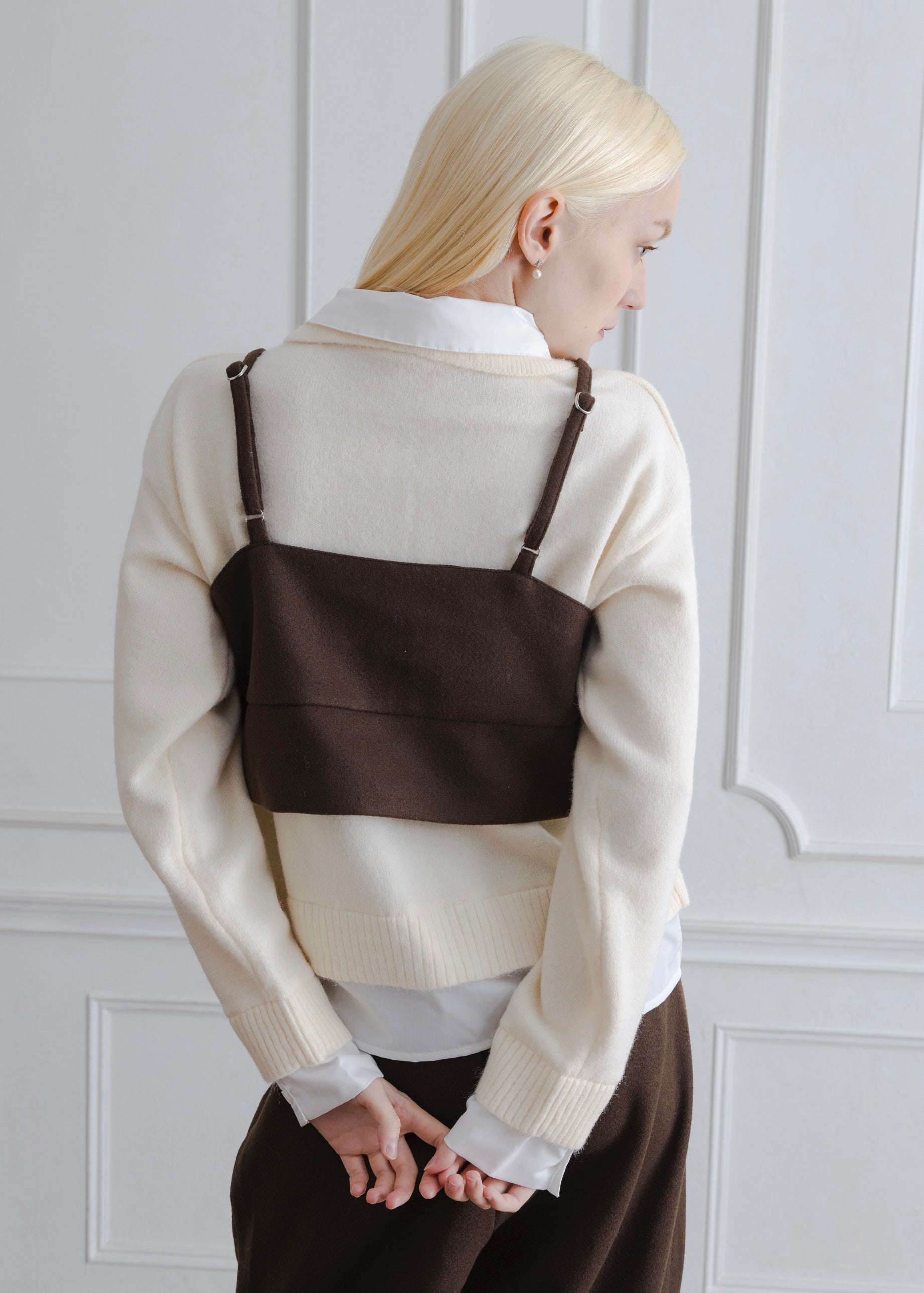 FAUX WOOL BUSTIER