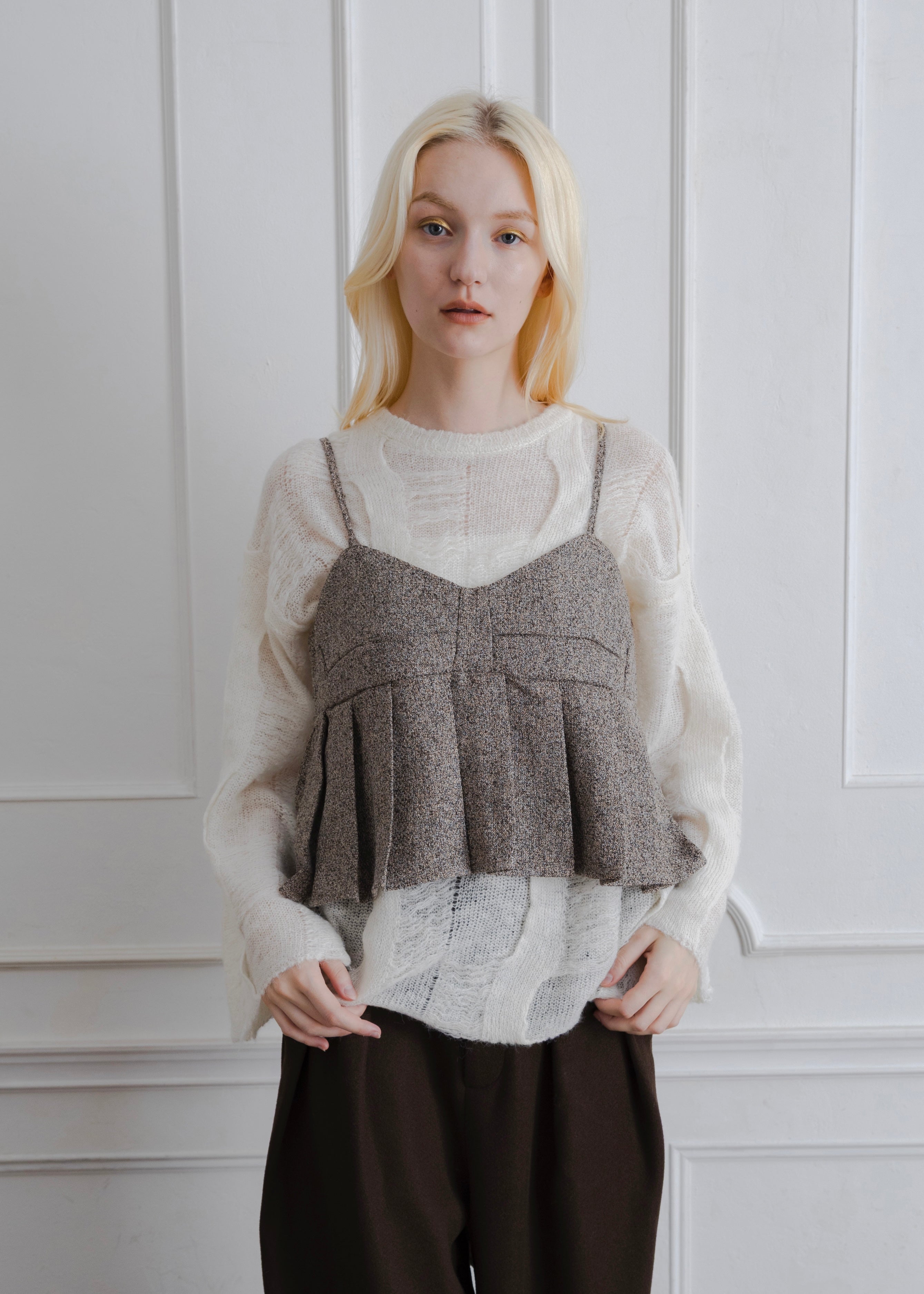 TWEED PLEATS CAMISOLE