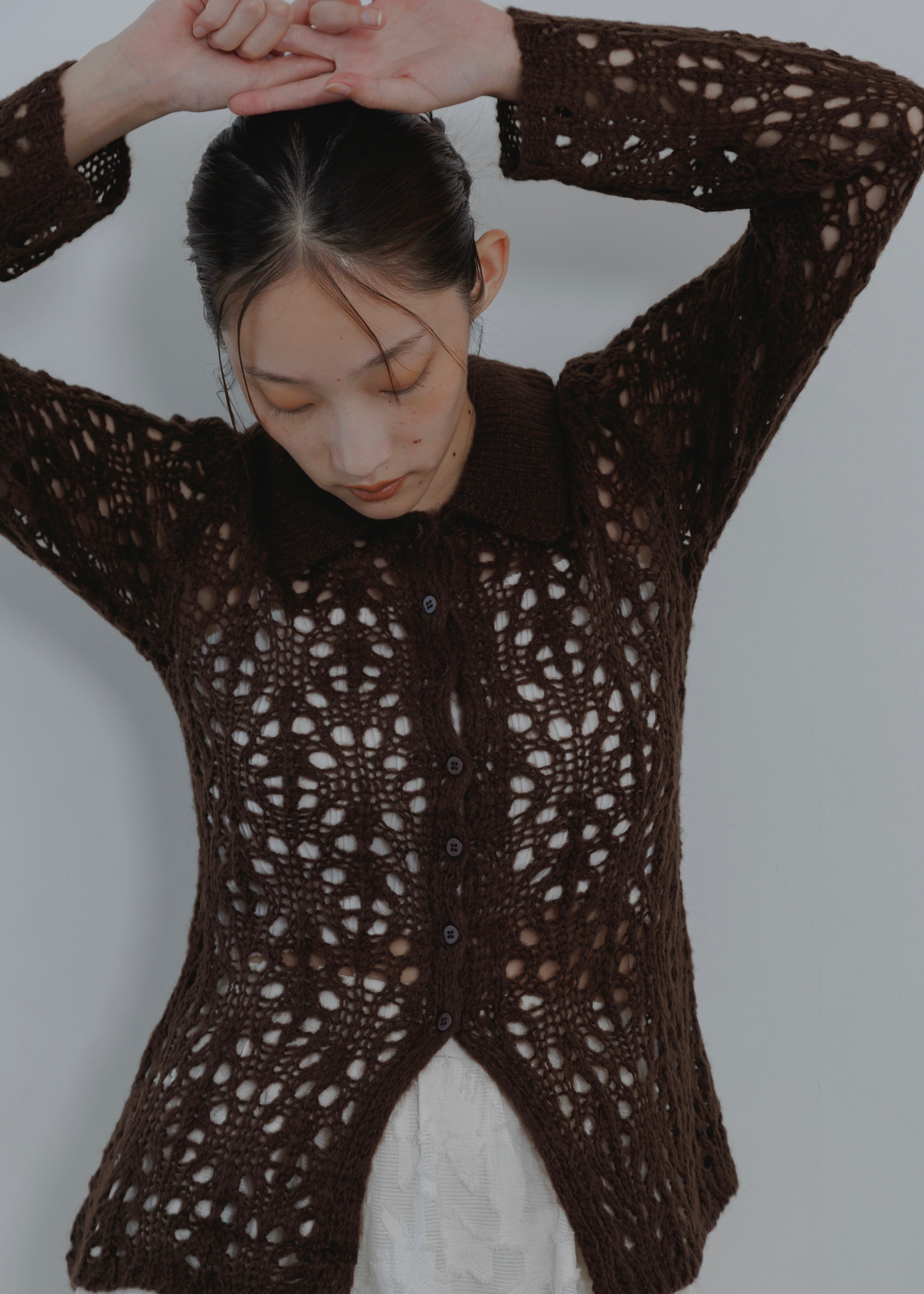 OPENWORK MOHAIR CARDIGAN