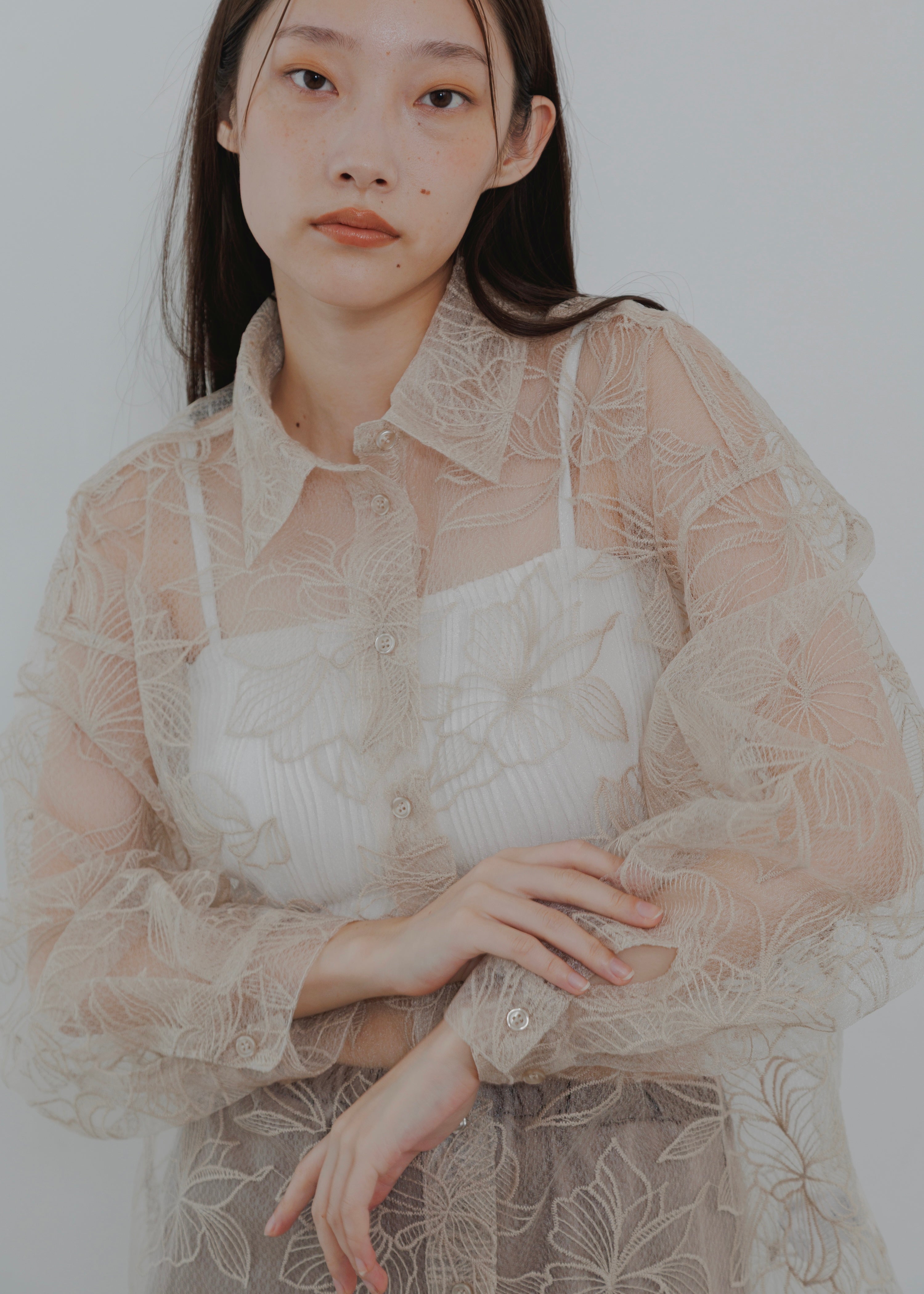 FLOWER TULLE SHIRT