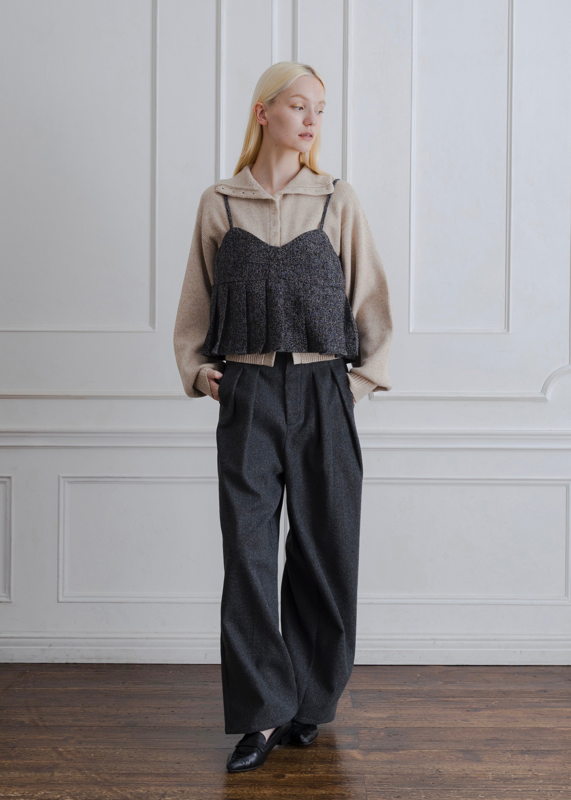 TWEED PLEATS CAMISOLE