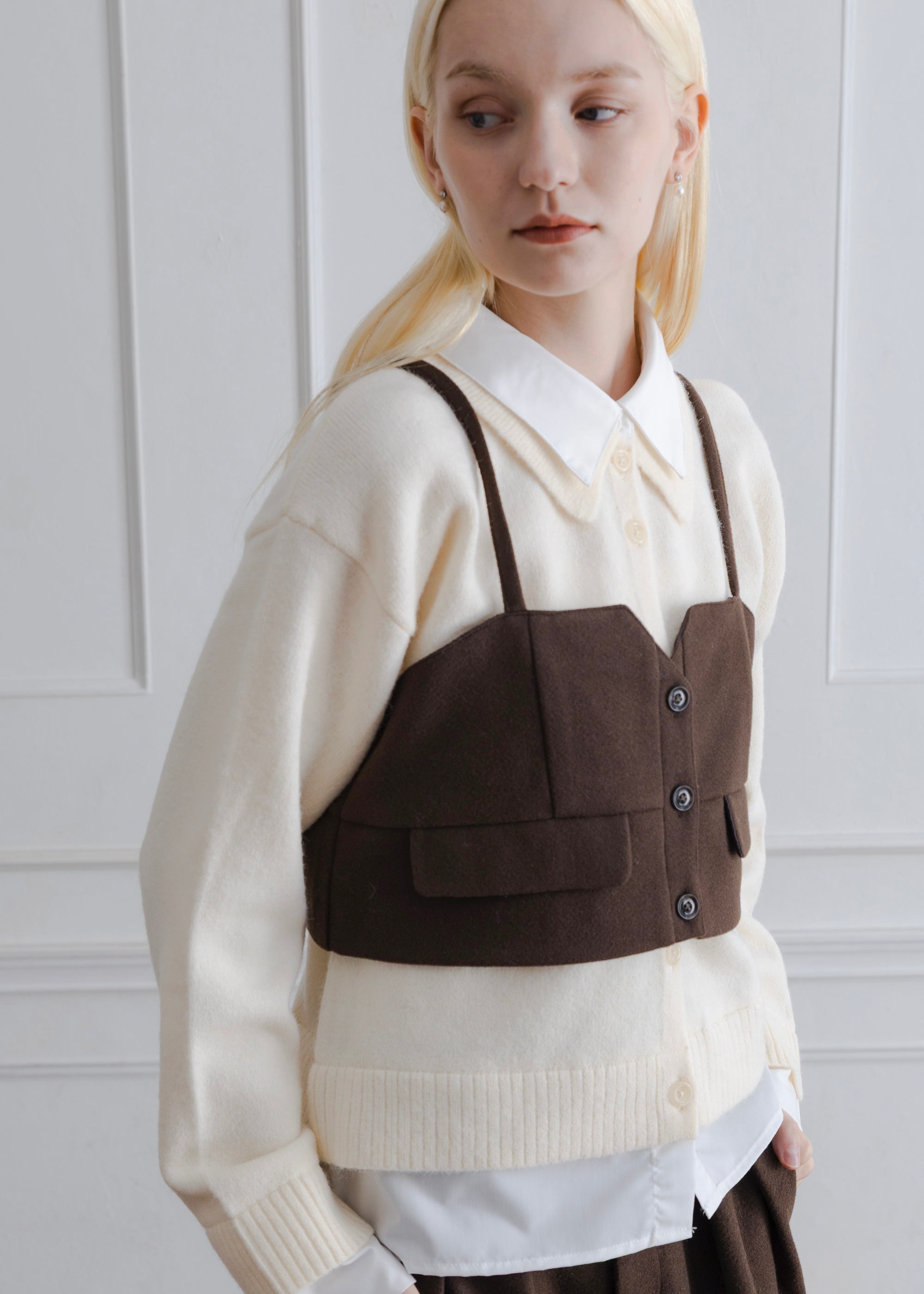 FAUX WOOL BUSTIER