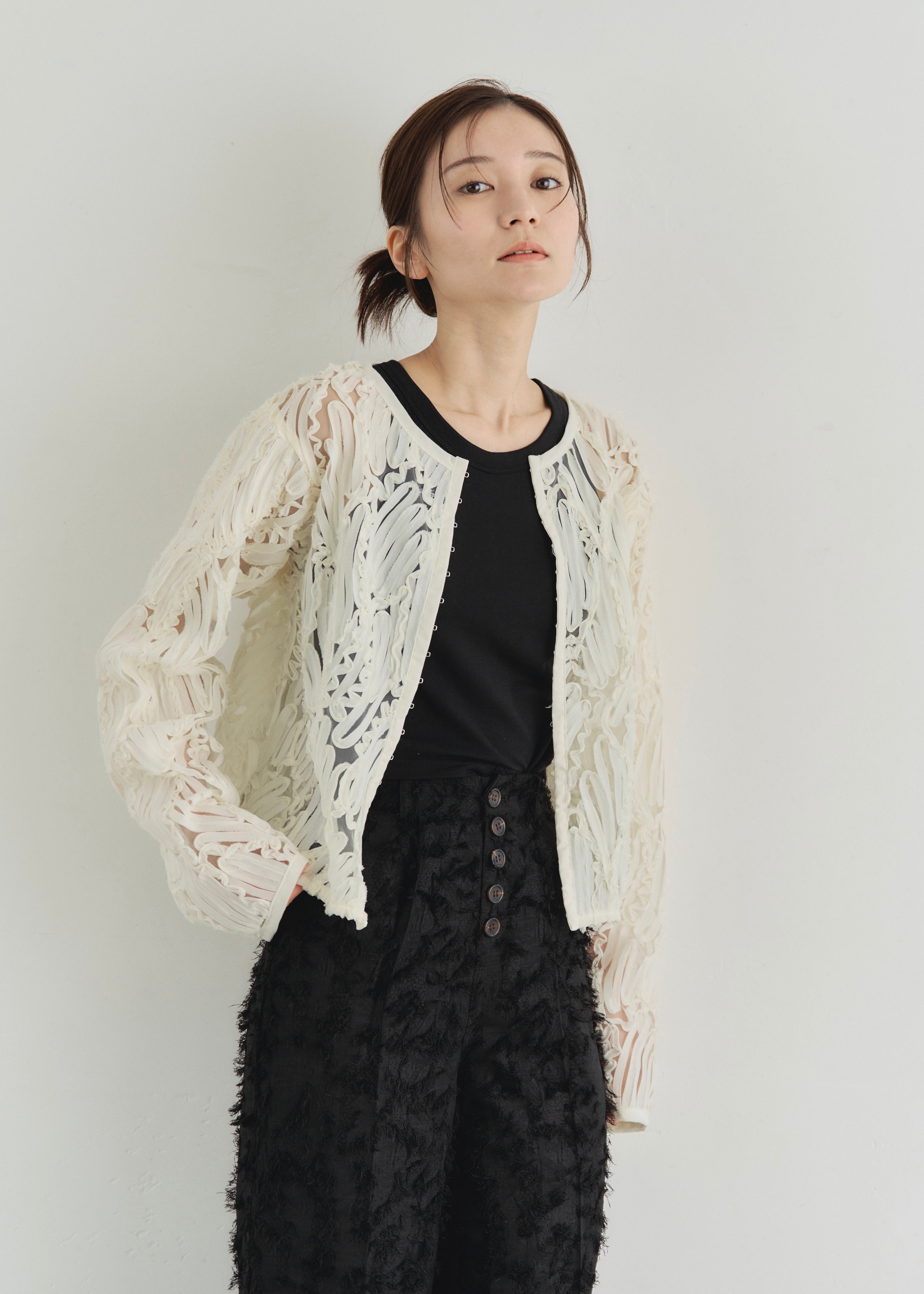 EMBROIDRED TULLE CARDIGAN