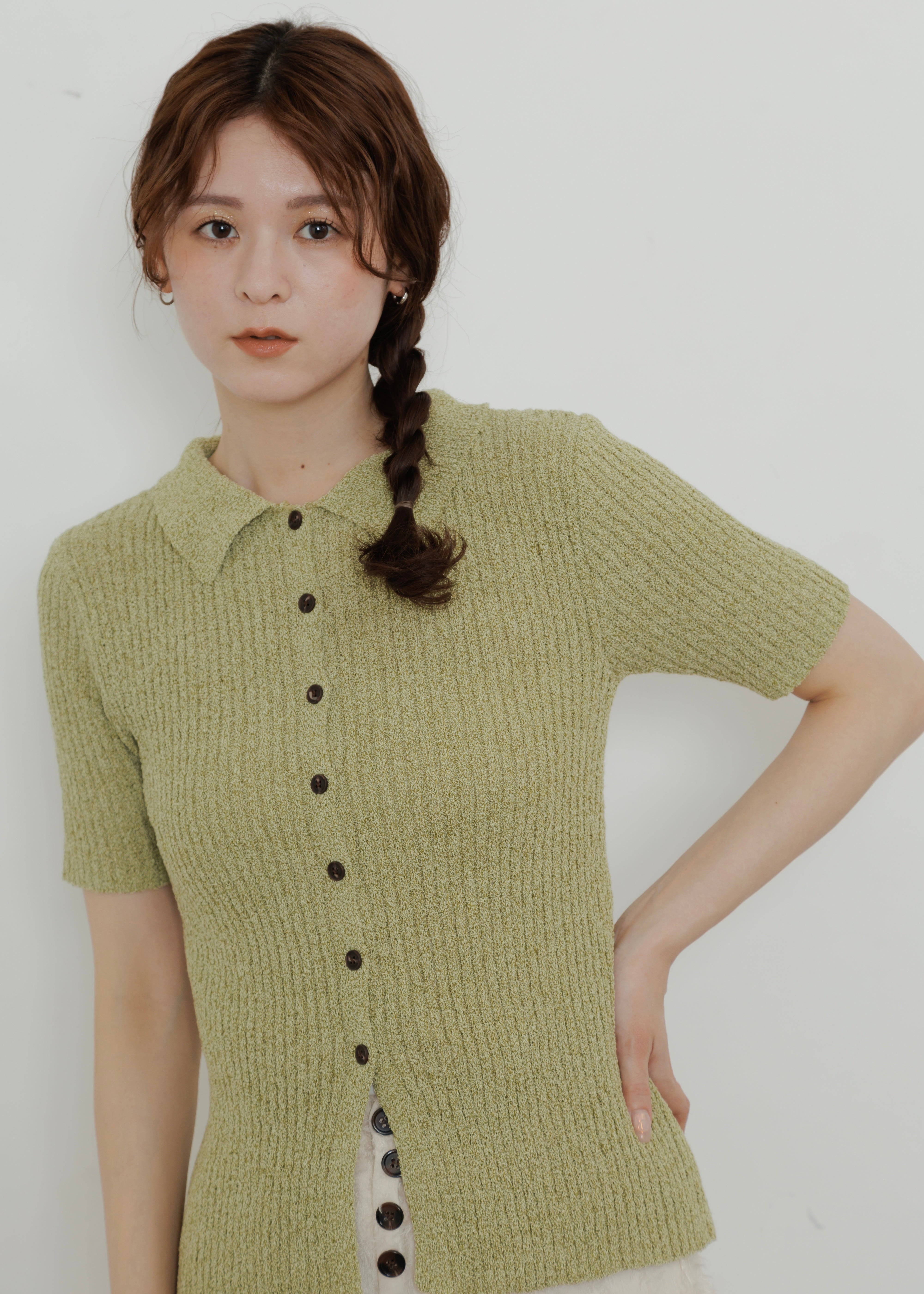 MIX KNIT POLO CARDIGAN