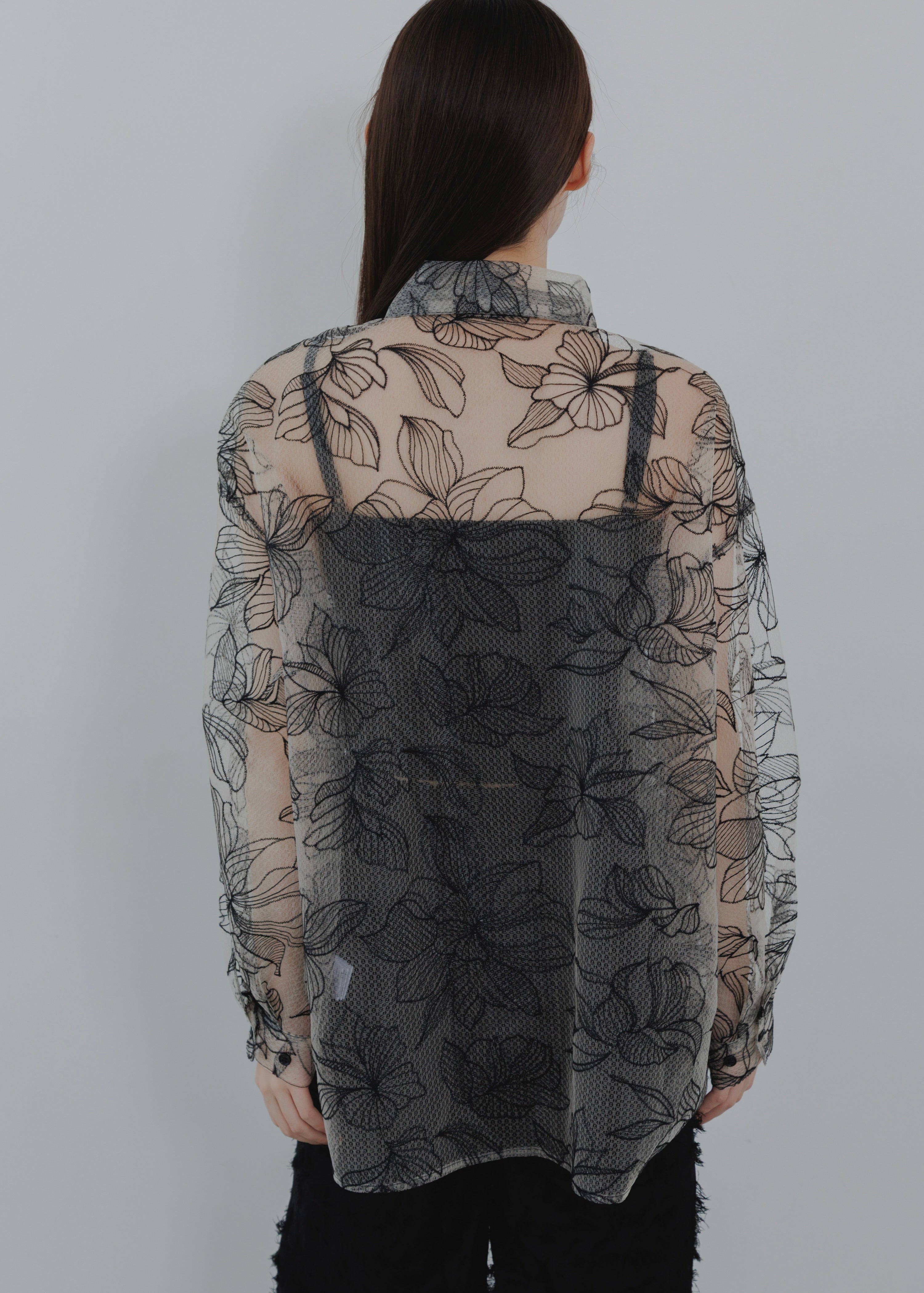 FLOWER TULLE SHIRT