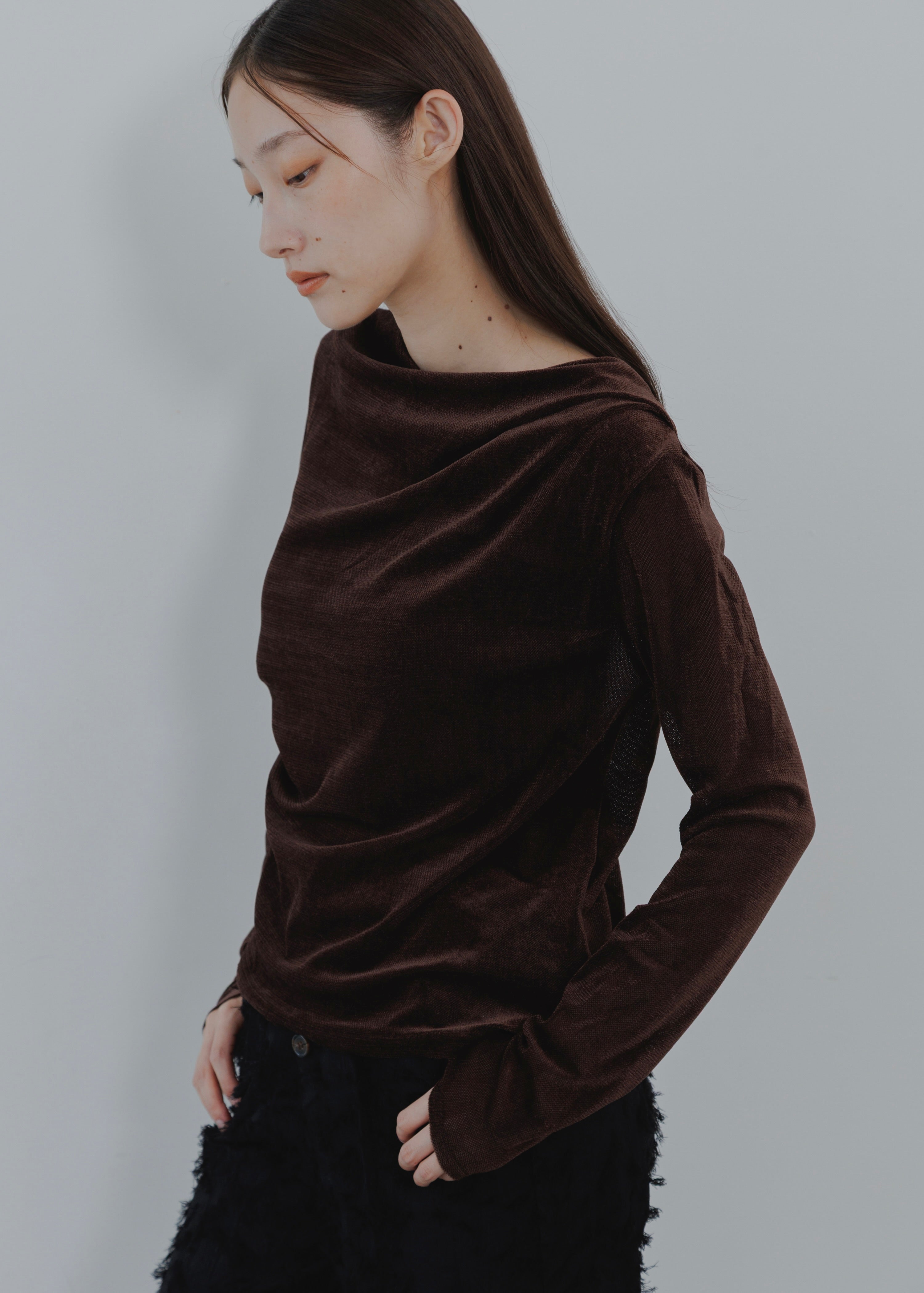 SHEER VELOUR DRAPE PULLOVER