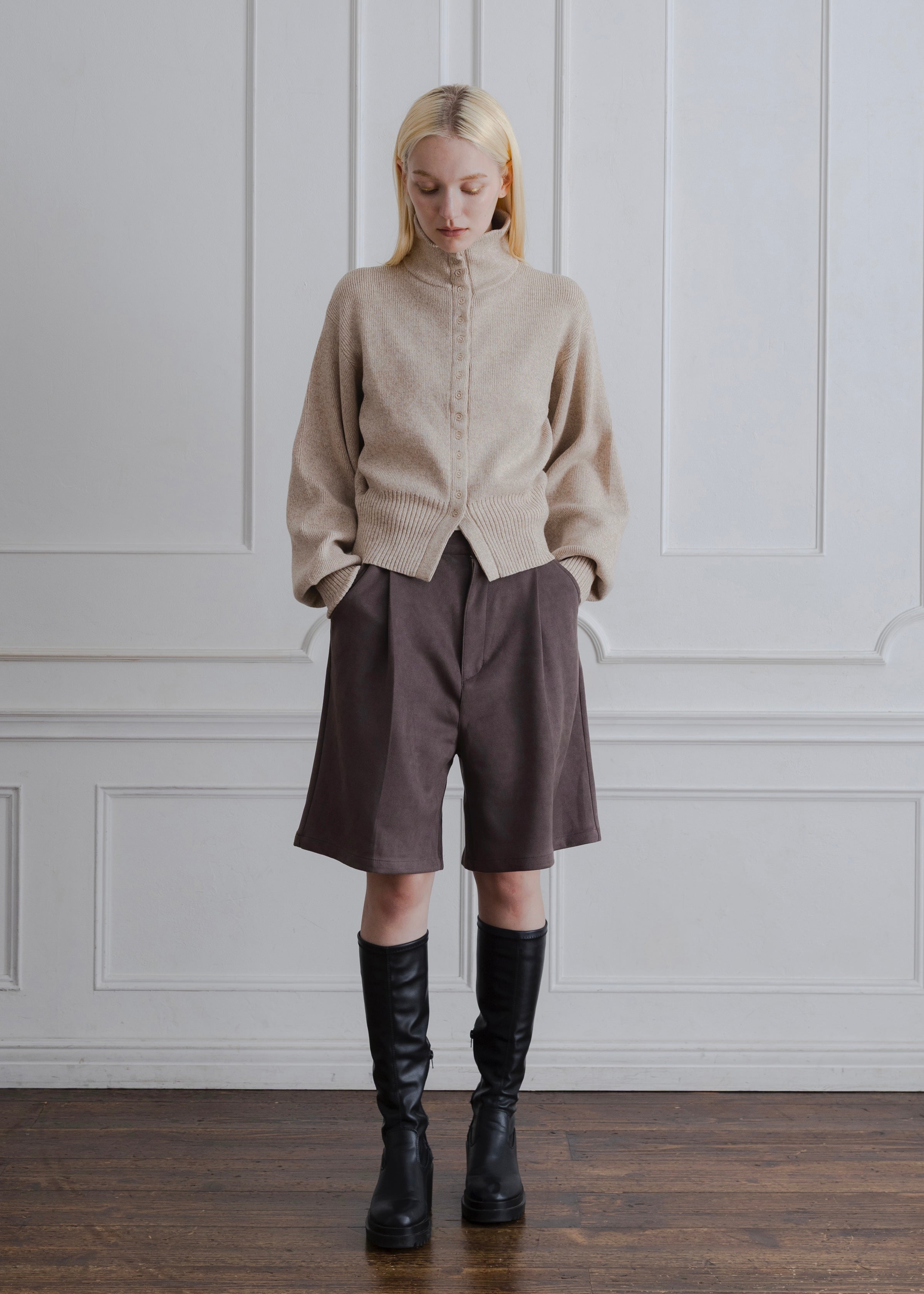 HIGH NECK CARDIGAN