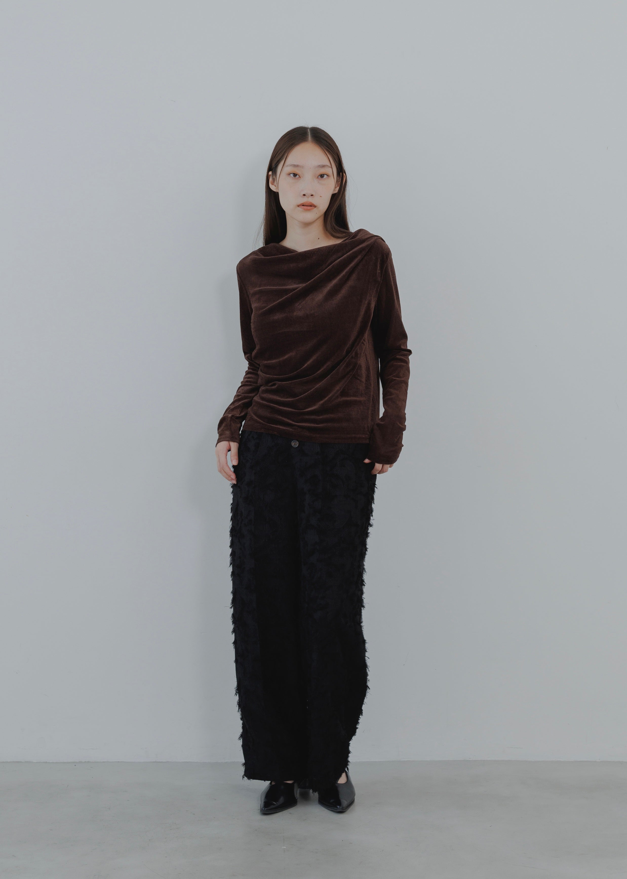 SHEER VELOUR DRAPE PULLOVER