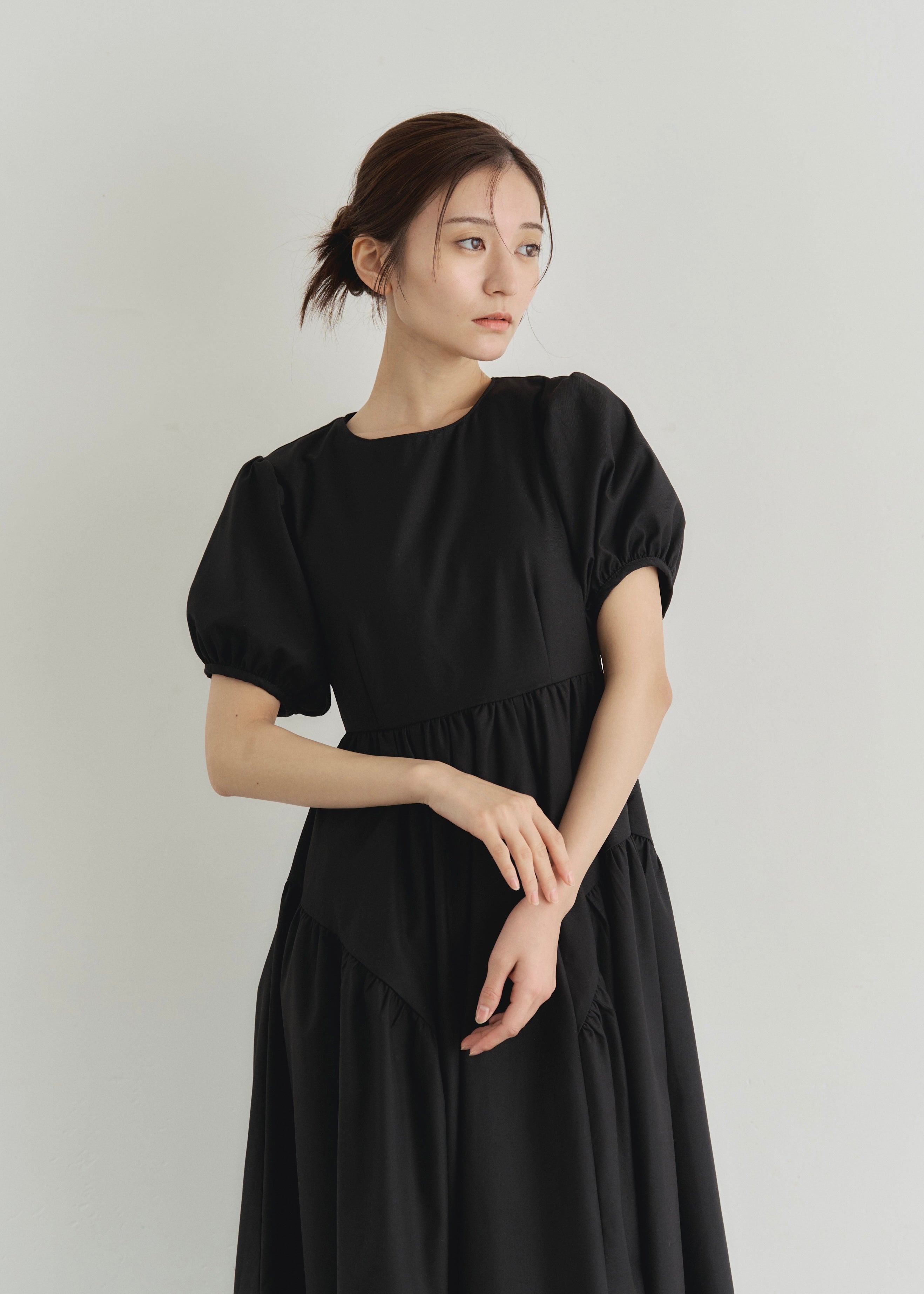 yourmle PUFF SLEEVE RIBBON DRESS ブラック PUFF SLEEVE RIBBON DRESS