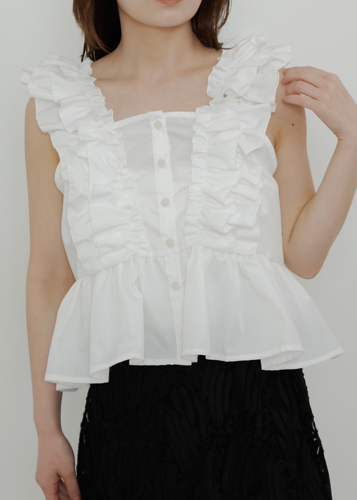 2way ruffle flill blouse – shéller / シェリエ