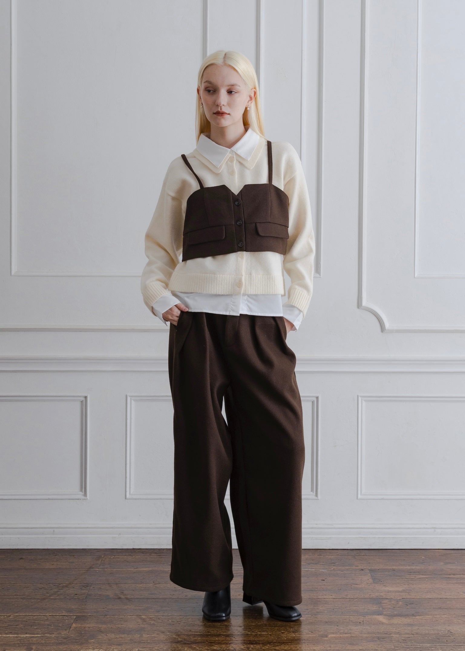 FAUX WOOL BUSTIER