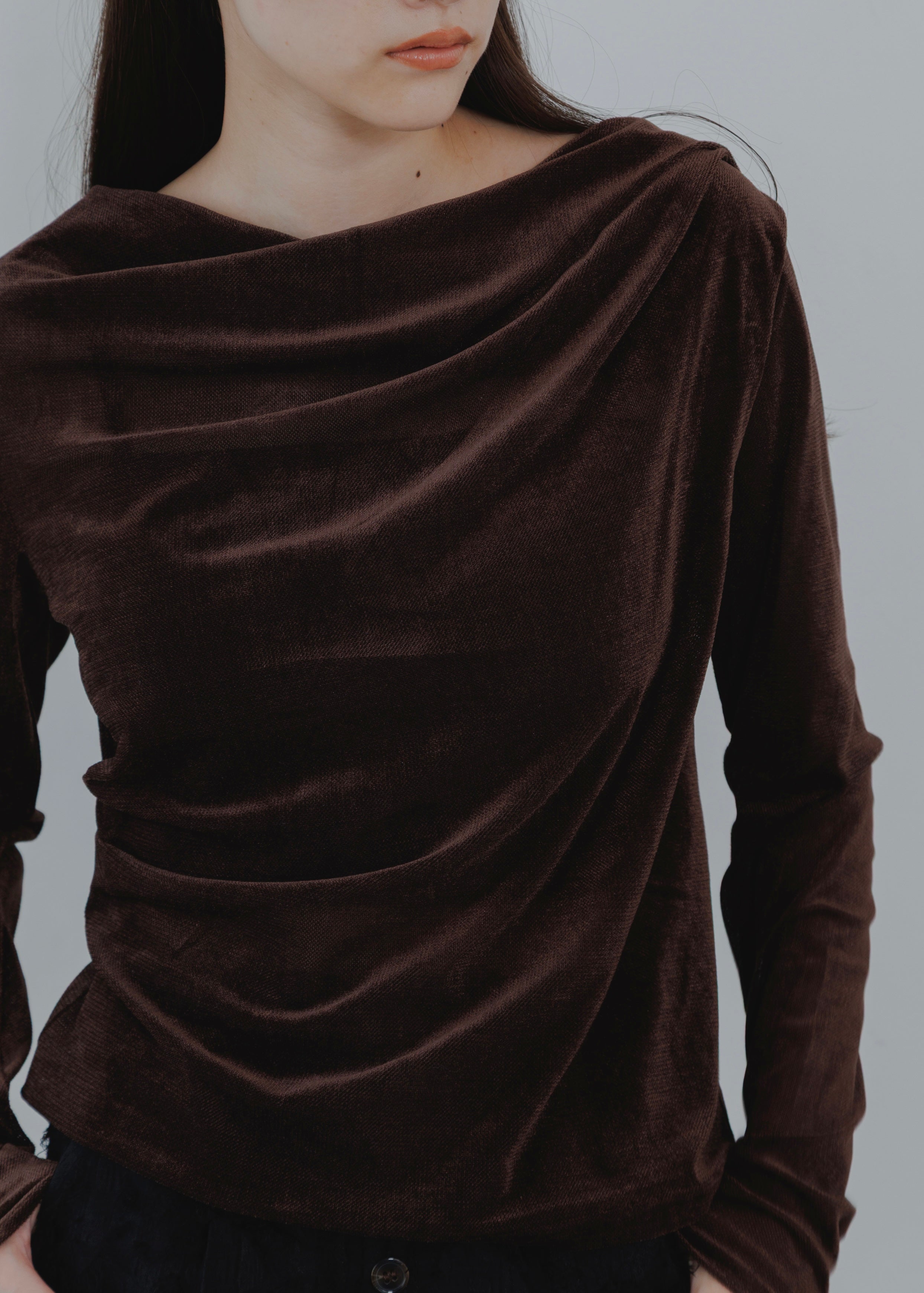 SHEER VELOUR DRAPE PULLOVER