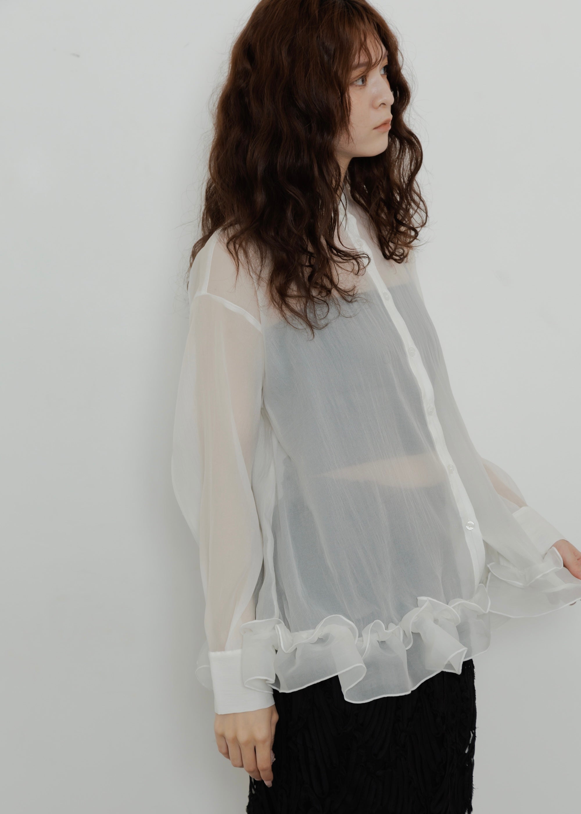 ORGANDY FRILL BLOUSE