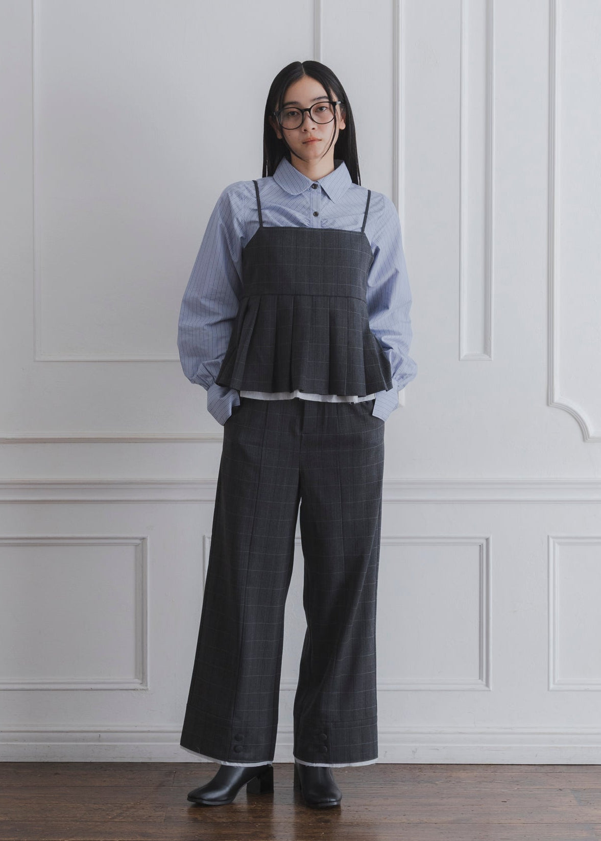 CHECK PLEATS CAMISOLE