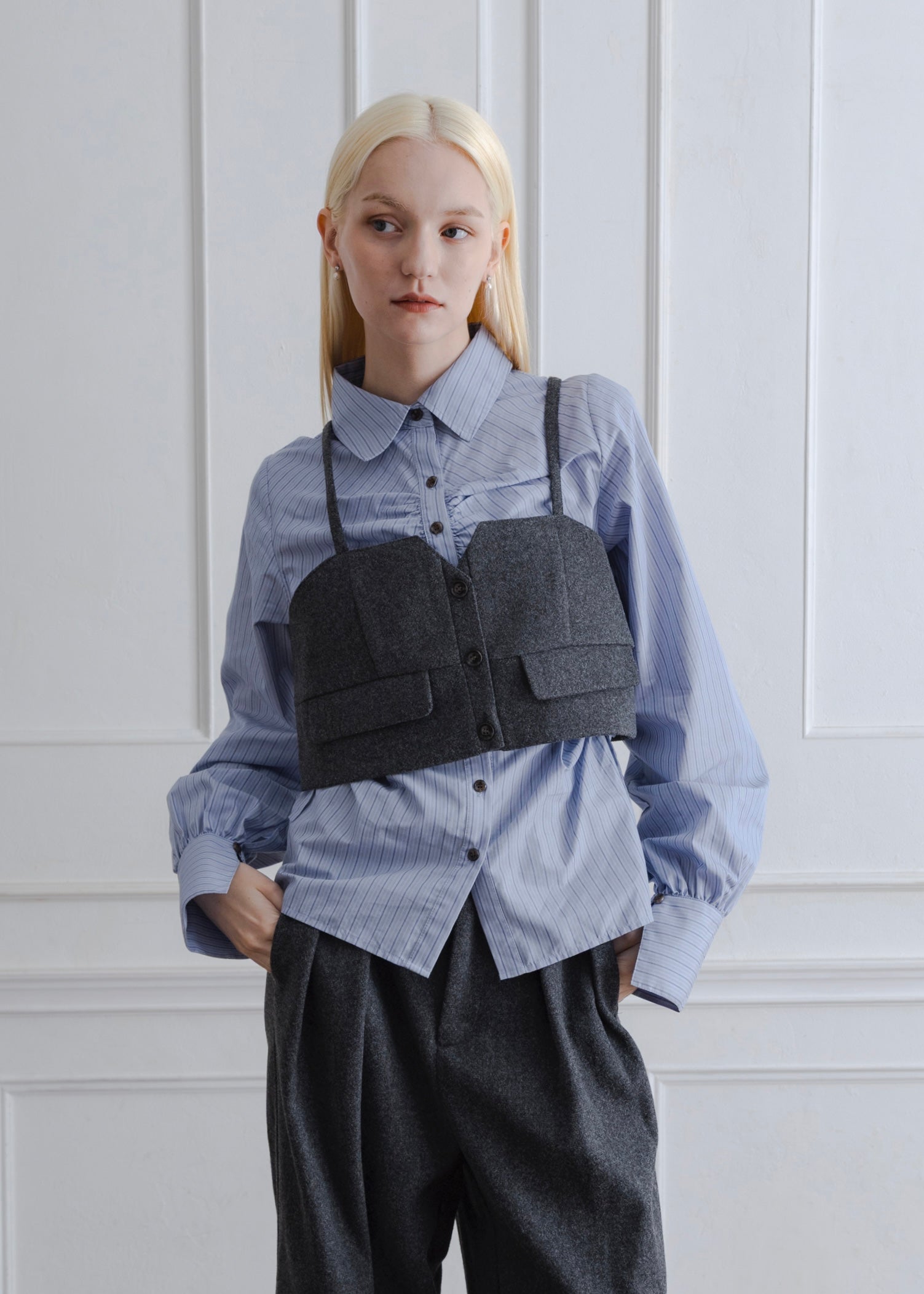 FAUX WOOL BUSTIER