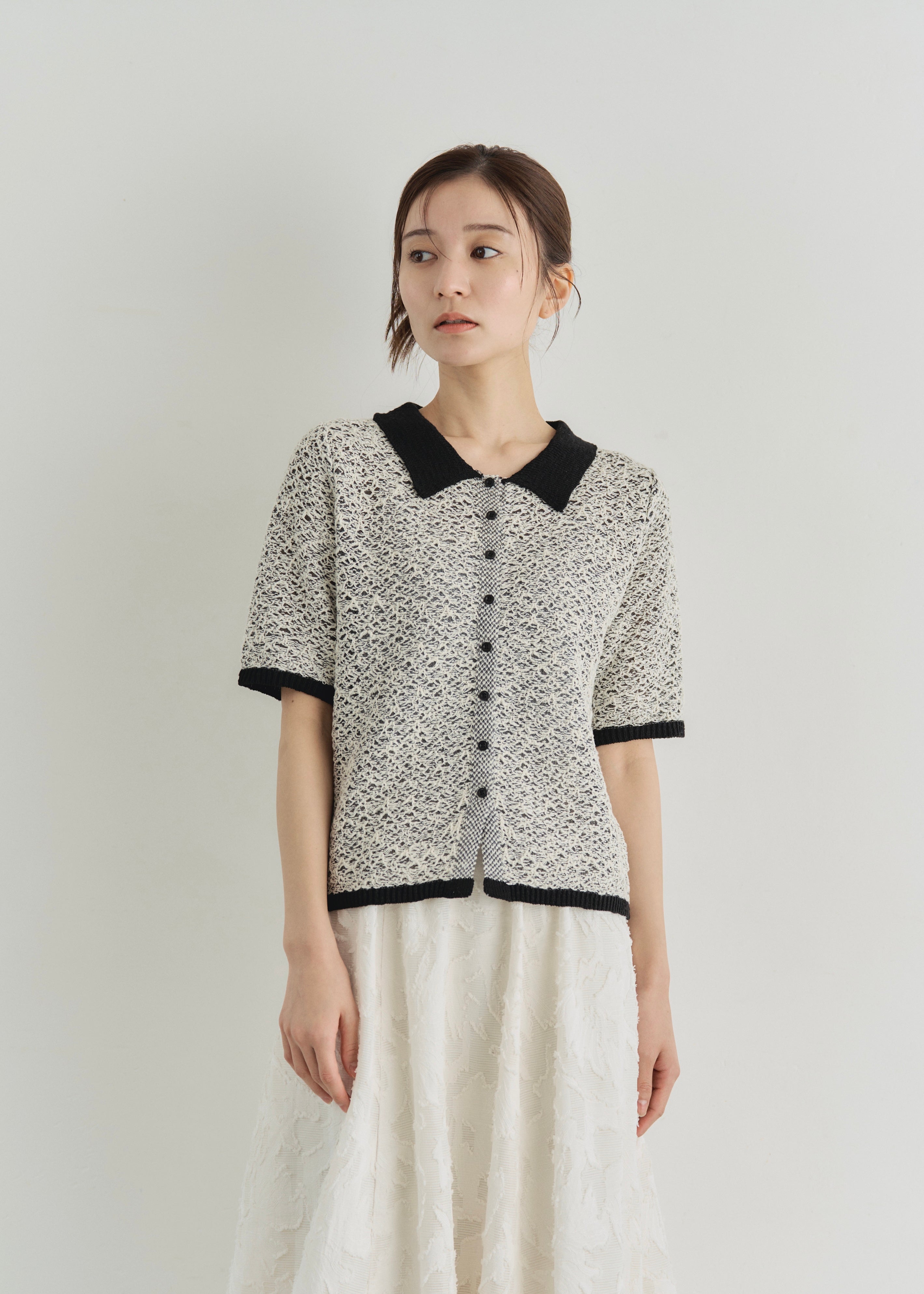 tシャツ Volume Gather MIx Knit Tops レディース MIX KNIT TOP