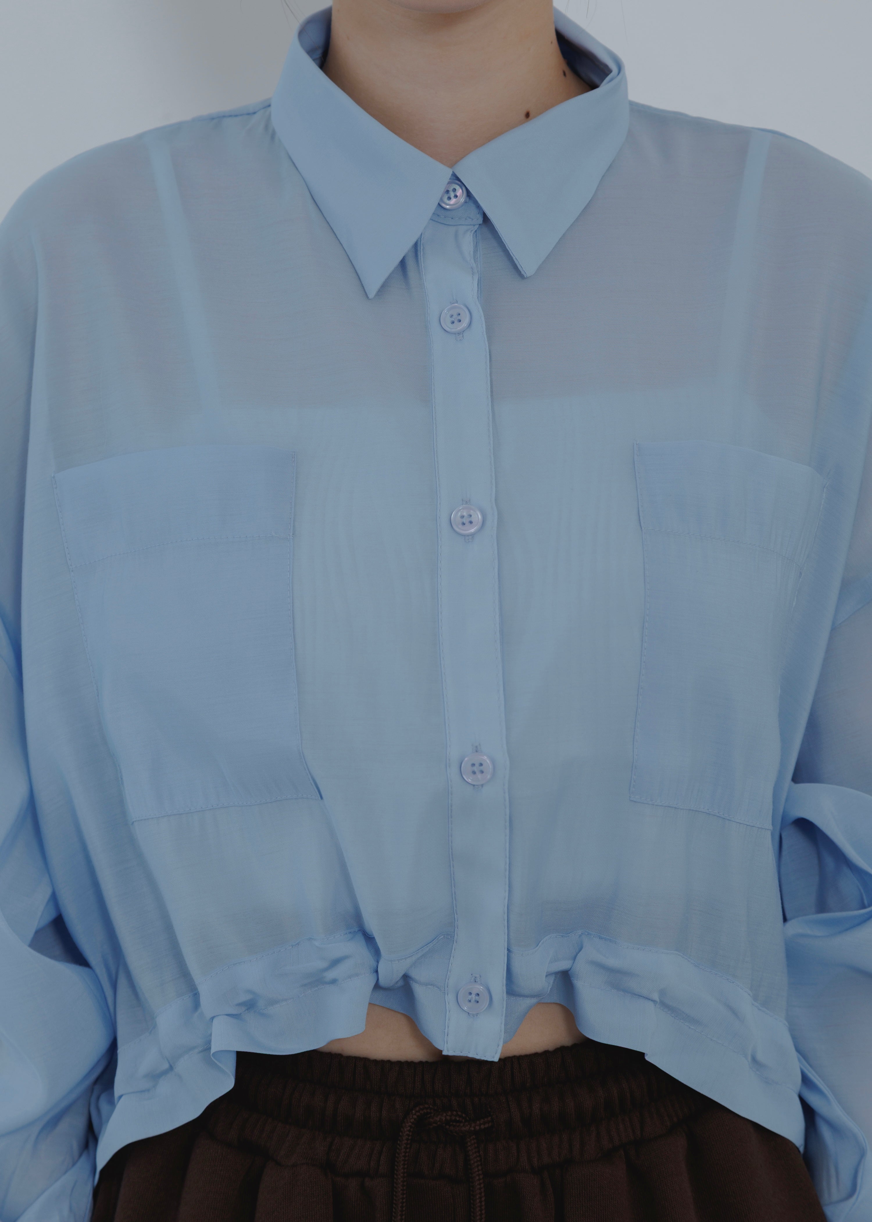 SHEER GATHER SHORT BLOUSE