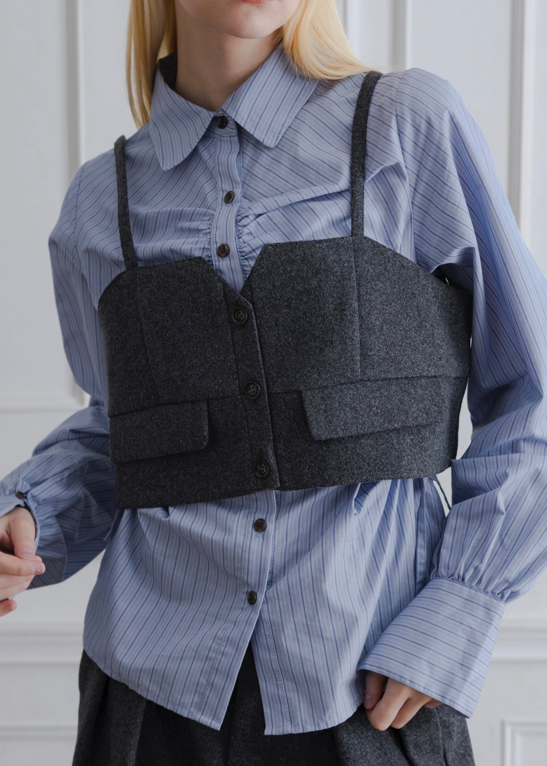 FAUX WOOL BUSTIER