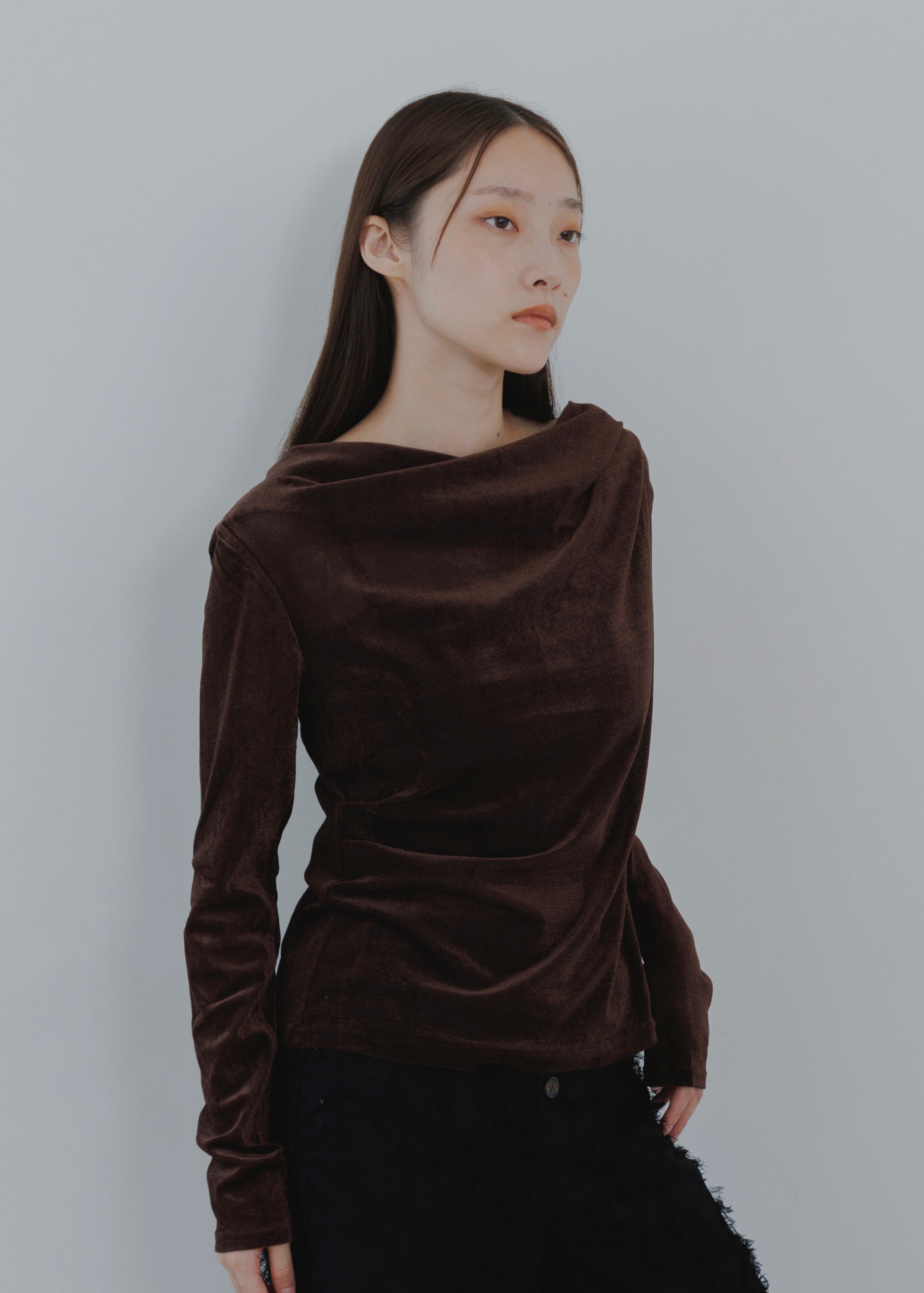 SHEER VELOUR DRAPE PULLOVER