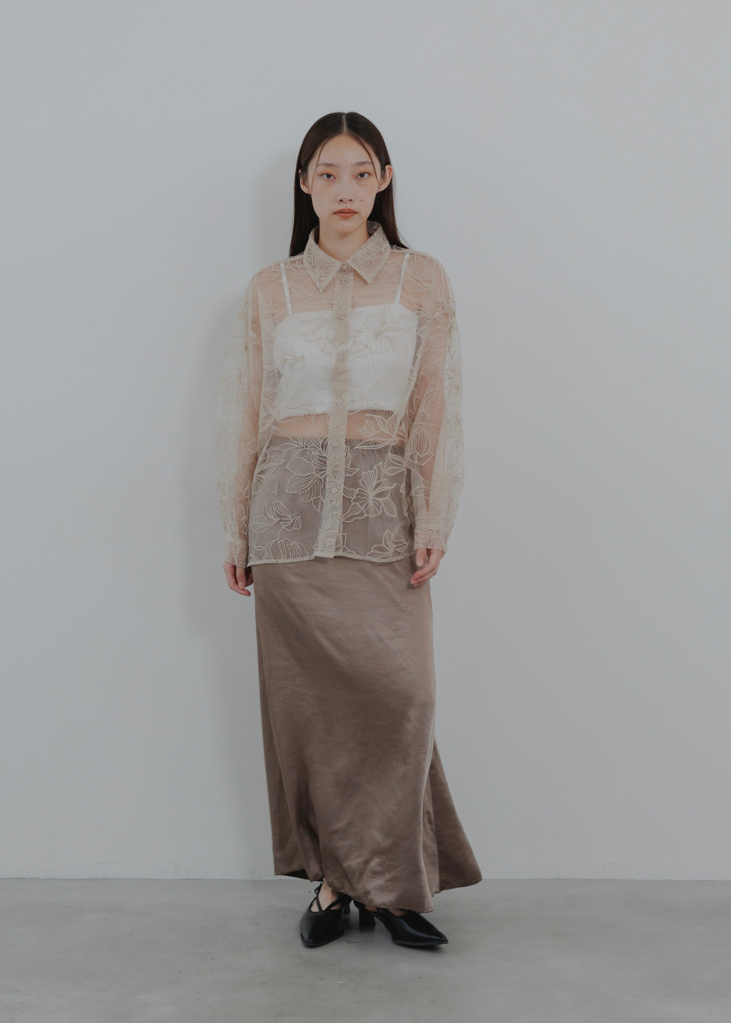 FLOWER TULLE SHIRT