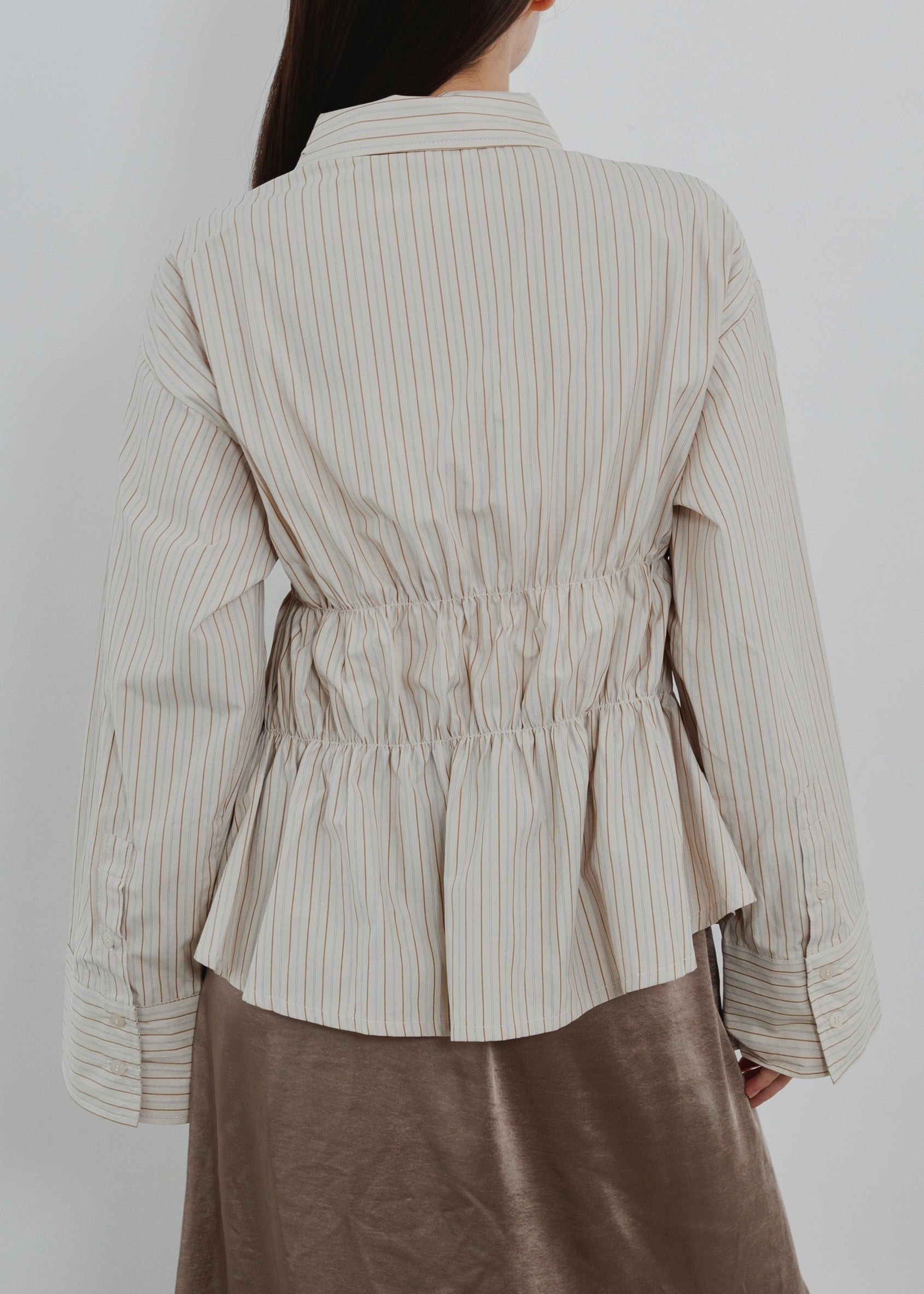 STRIPE SHIRRING SHIRT