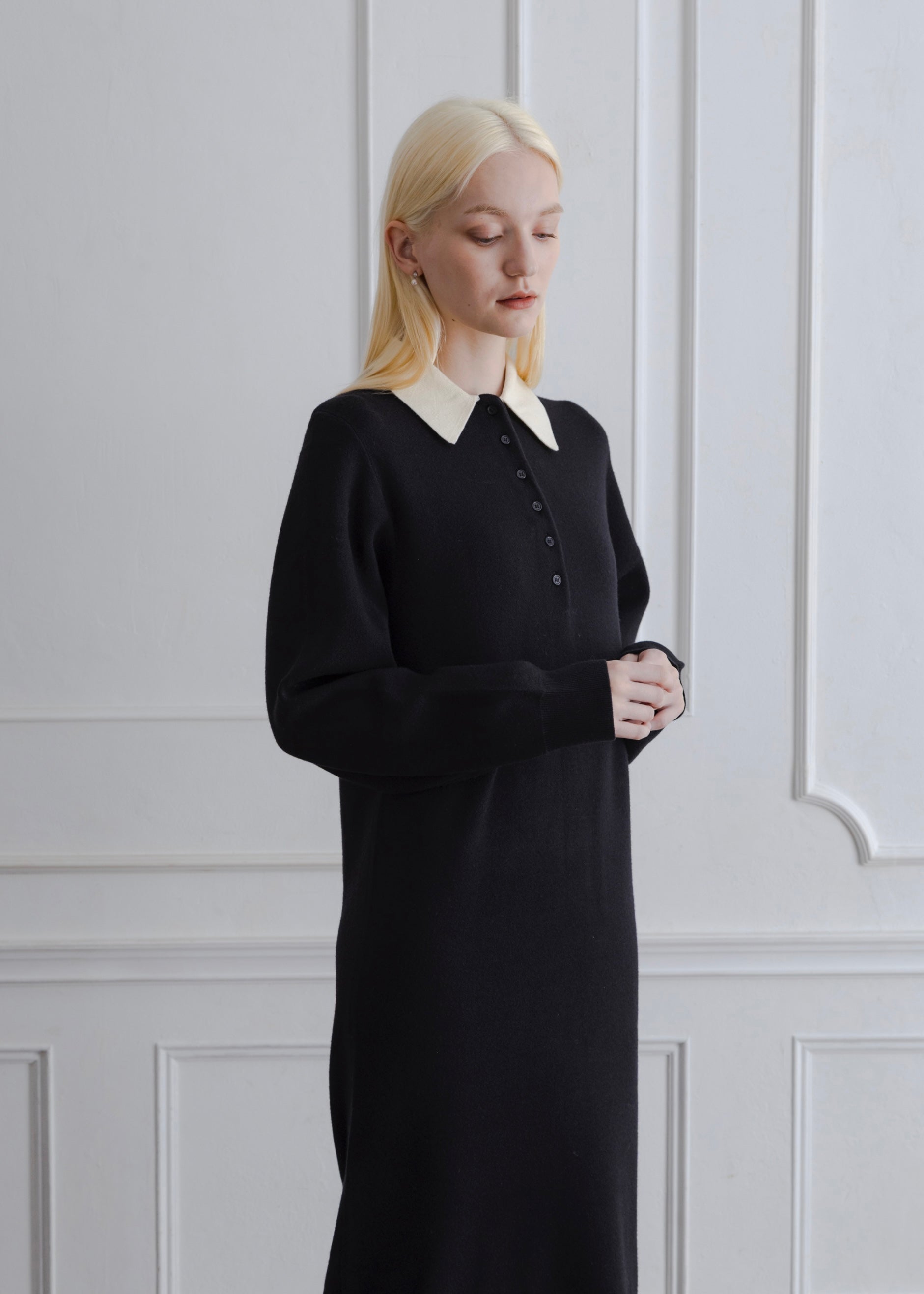 BICOLOR POLO KNIT DRESS