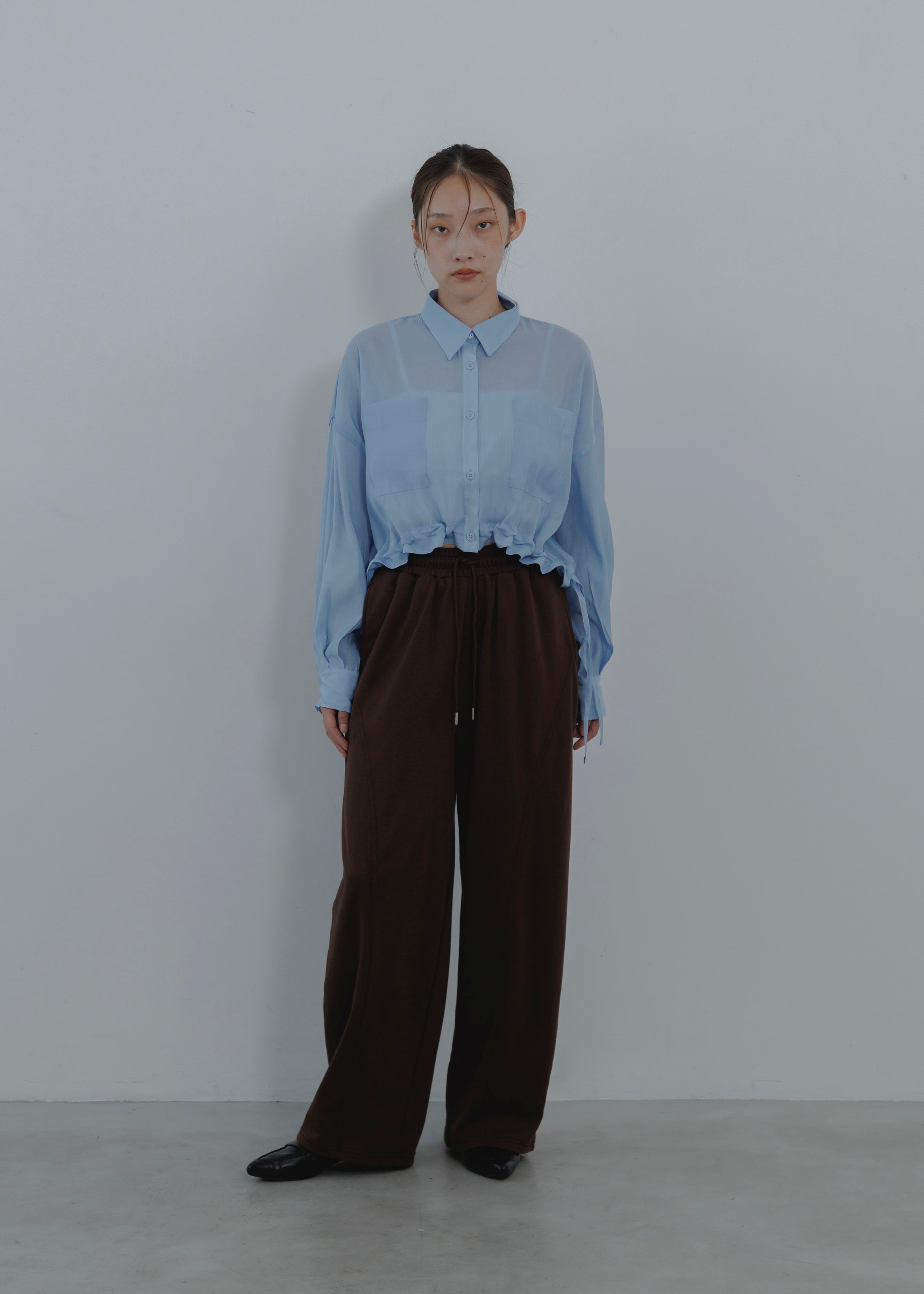 SHEER GATHER SHORT BLOUSE