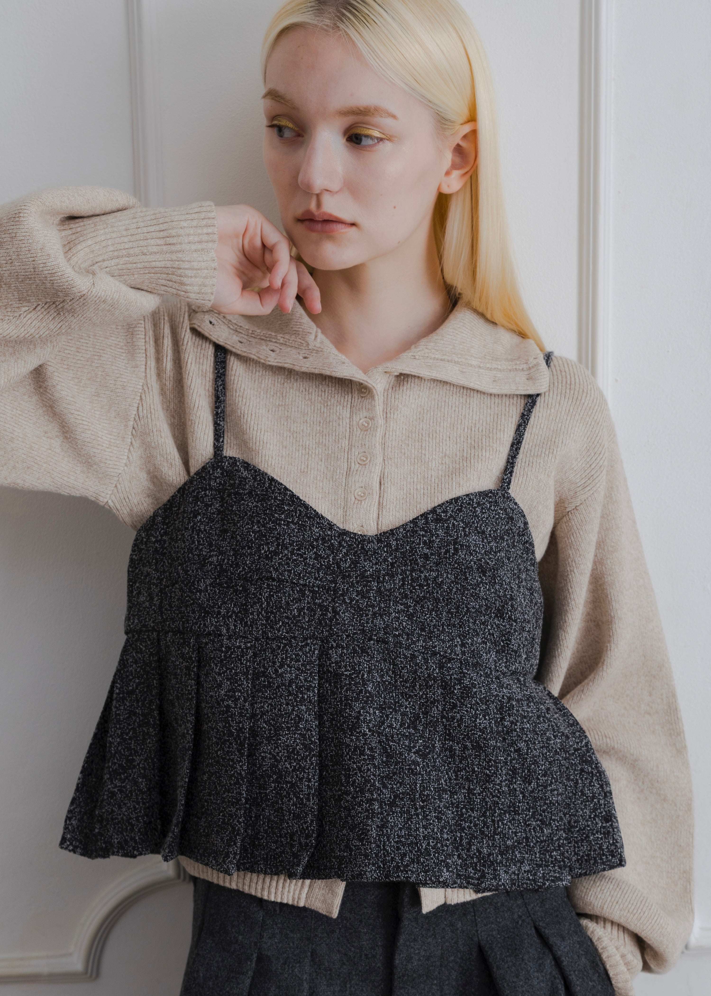 TWEED PLEATS CAMISOLE