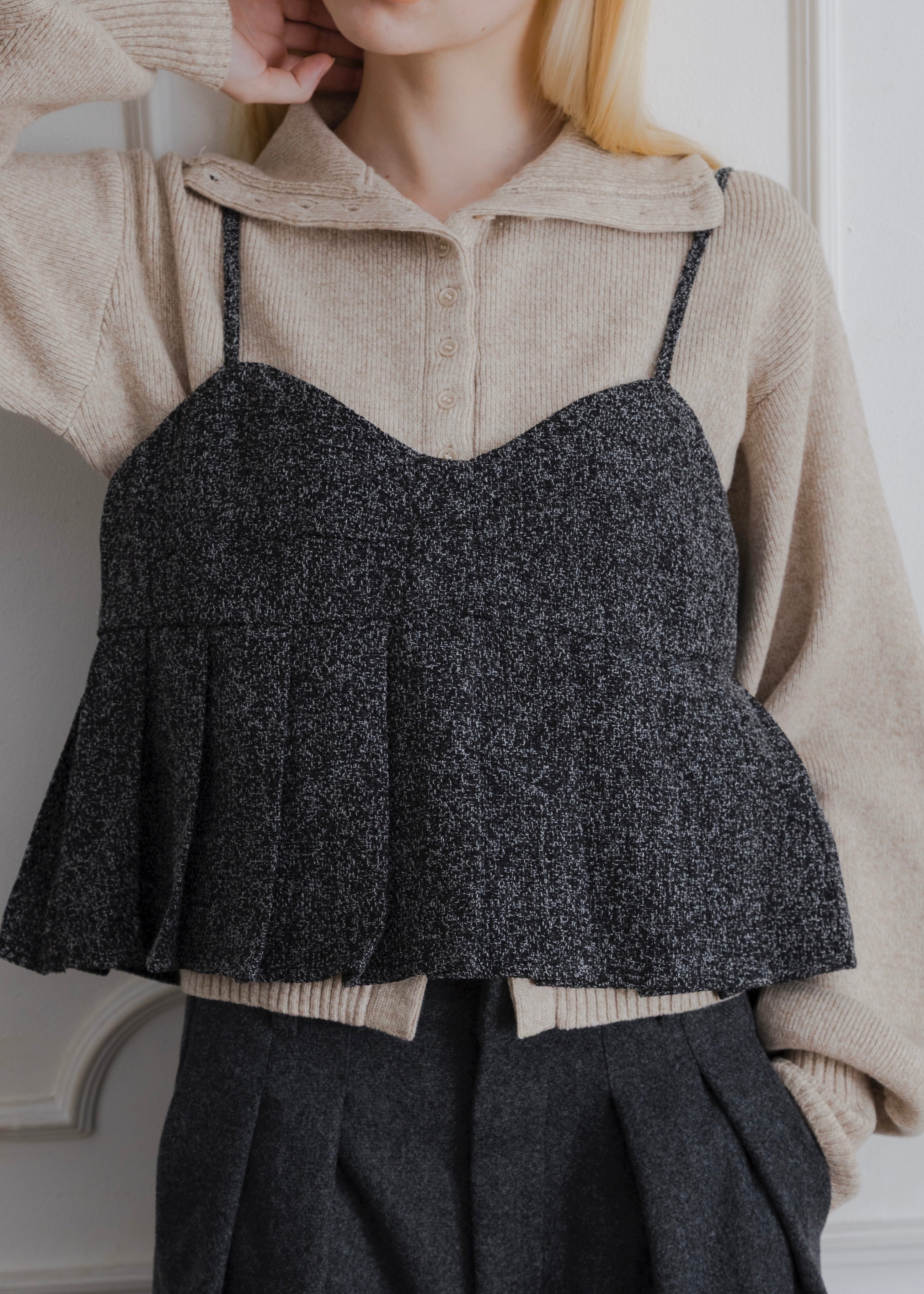TWEED PLEATS CAMISOLE