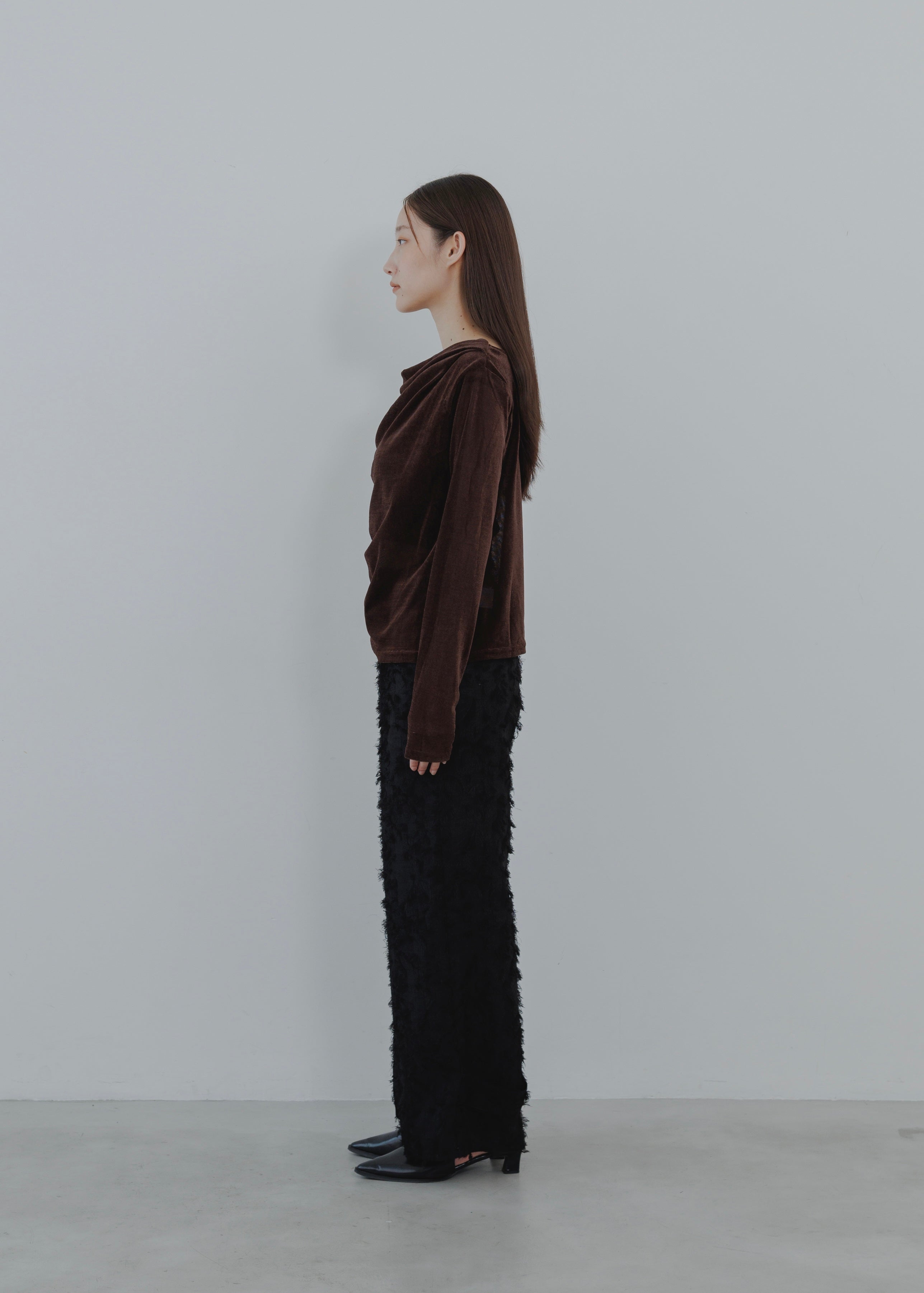 SHEER VELOUR DRAPE PULLOVER