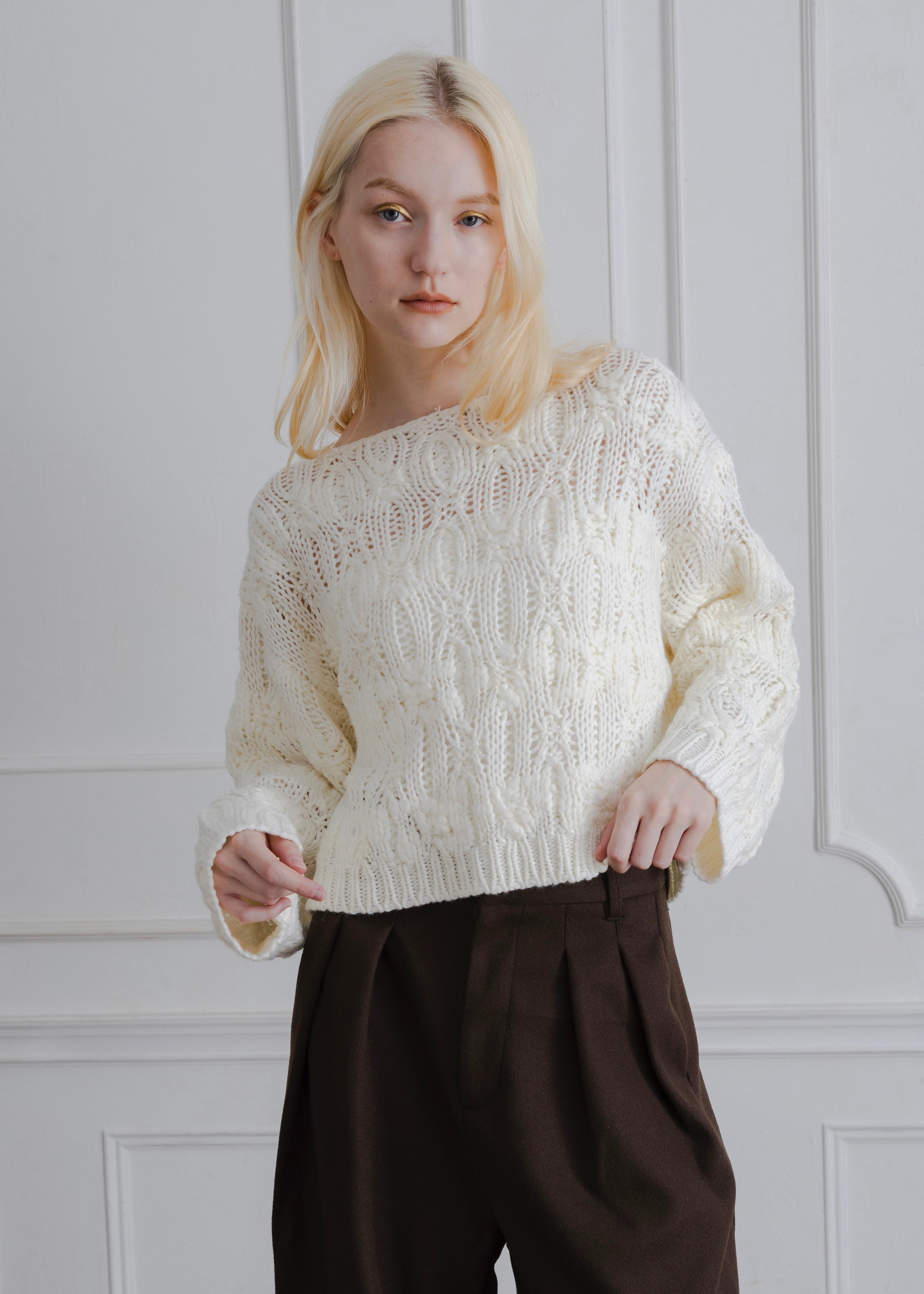 CROPPED KNIT PULLOVER