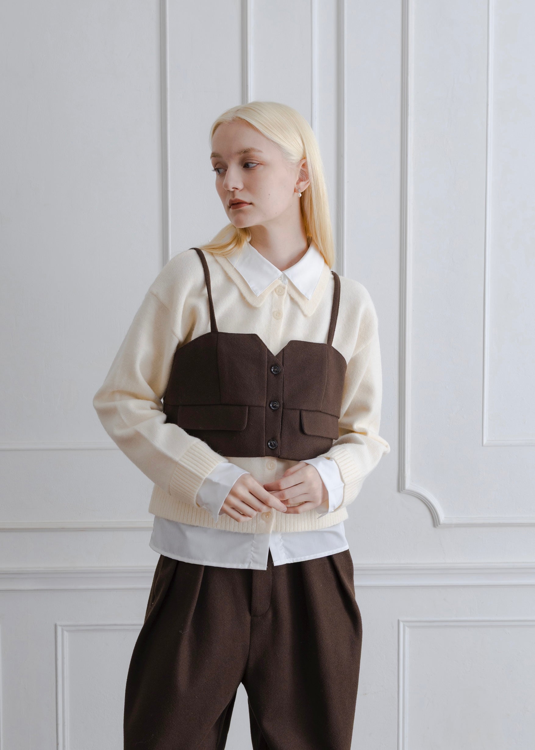 FAUX WOOL BUSTIER
