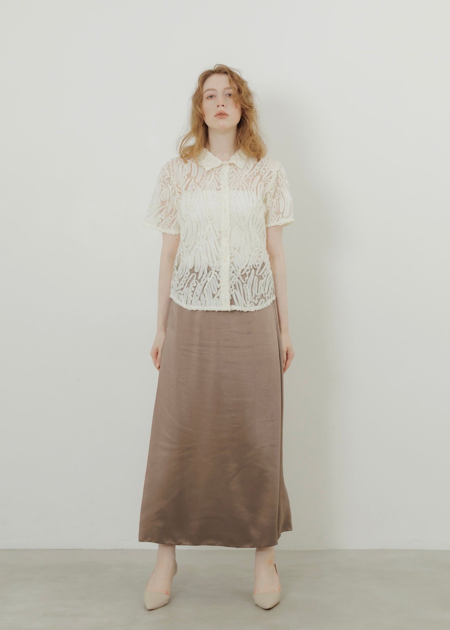 SATIN SEMI FLARE SKIRT