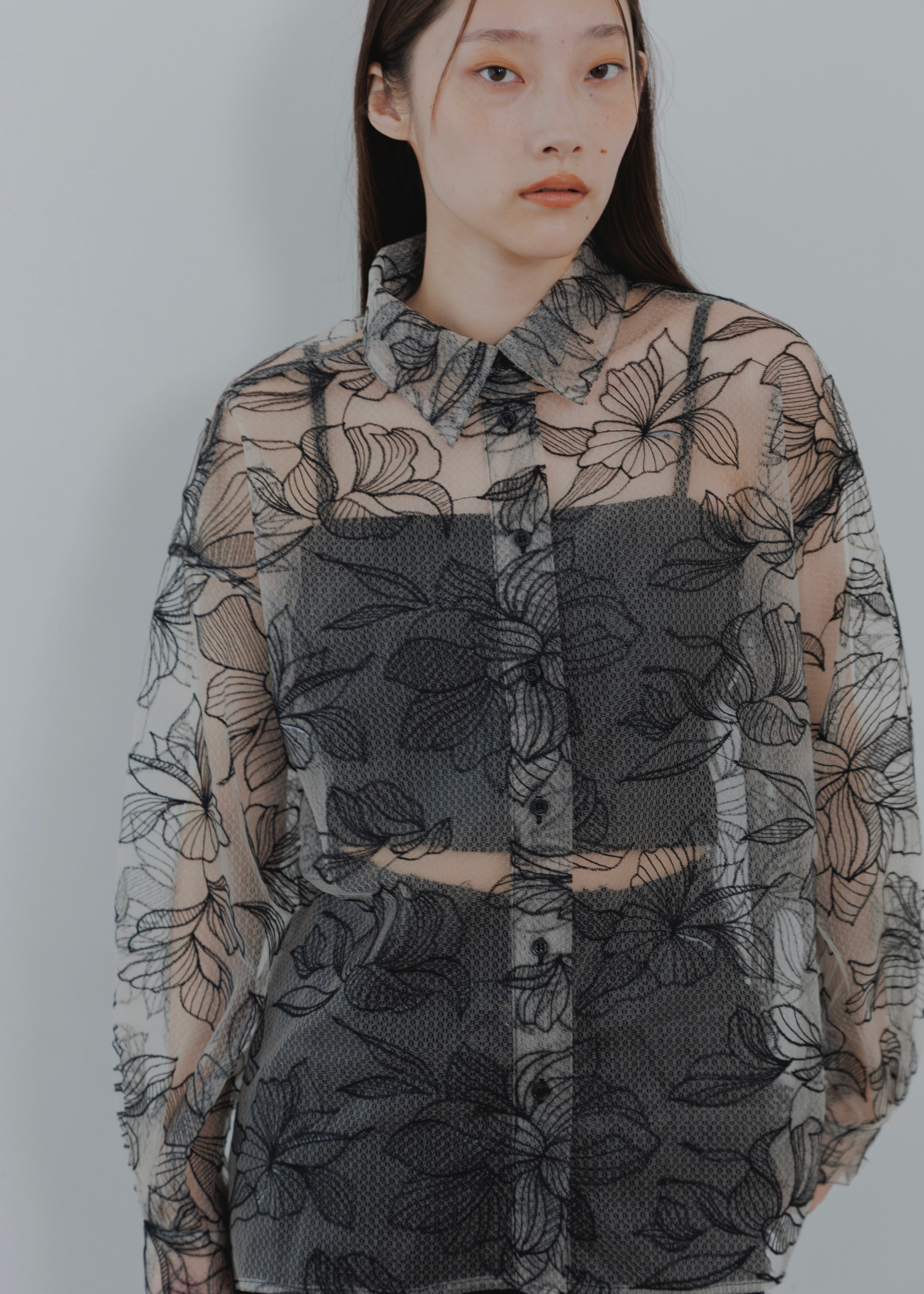 FLOWER TULLE SHIRT