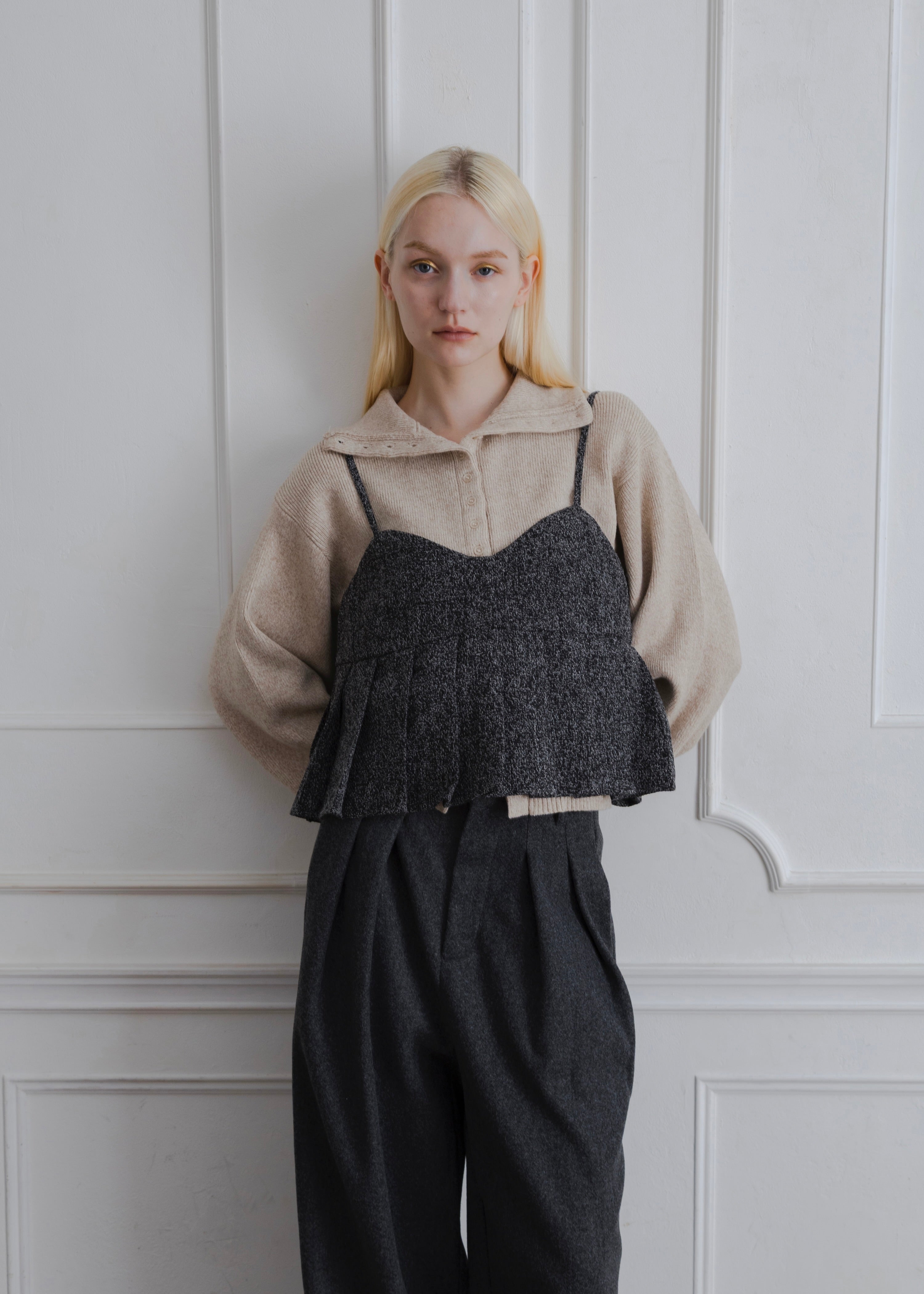 TWEED PLEATS CAMISOLE