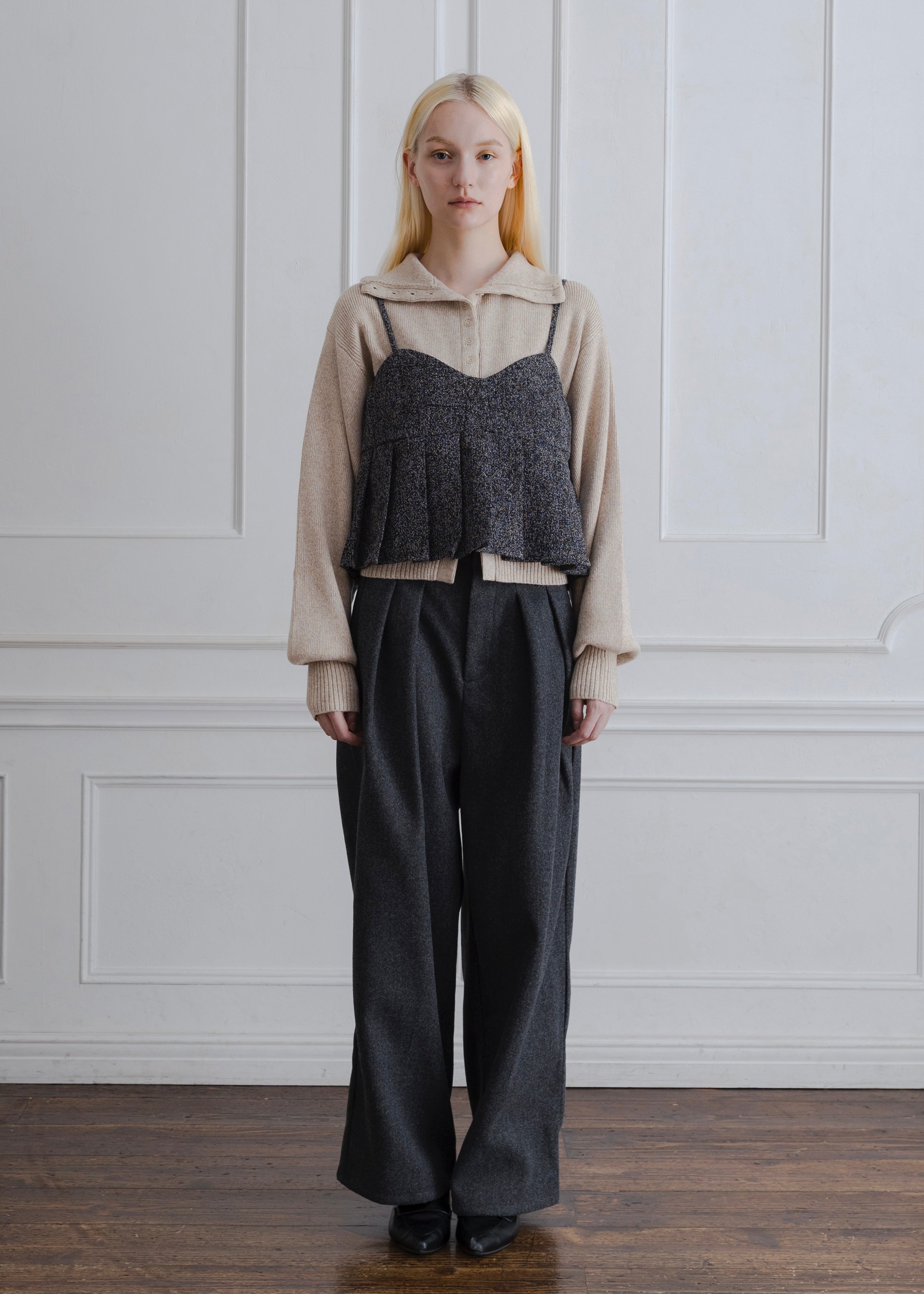 TWEED PLEATS CAMISOLE
