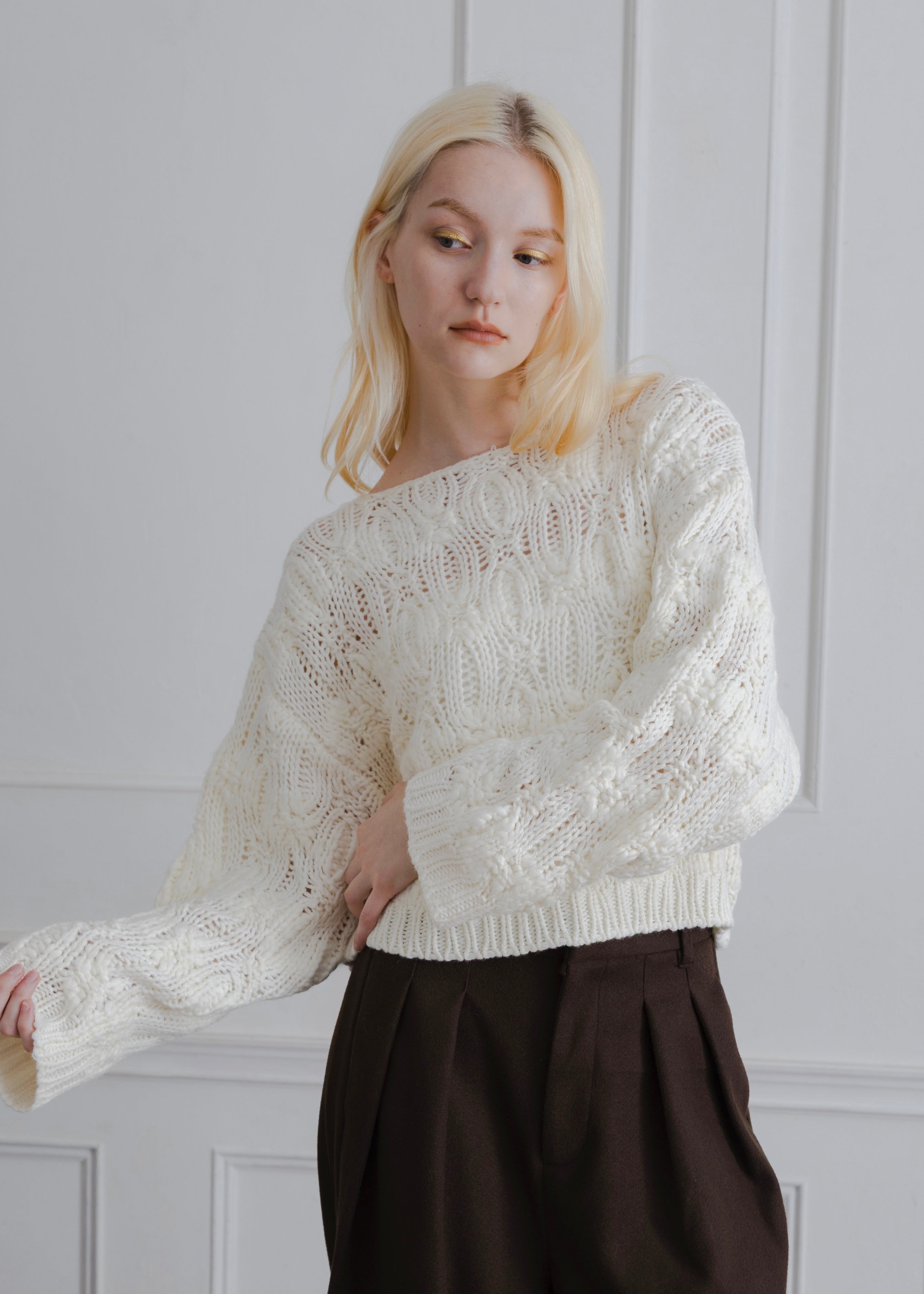 CROPPED KNIT PULLOVER