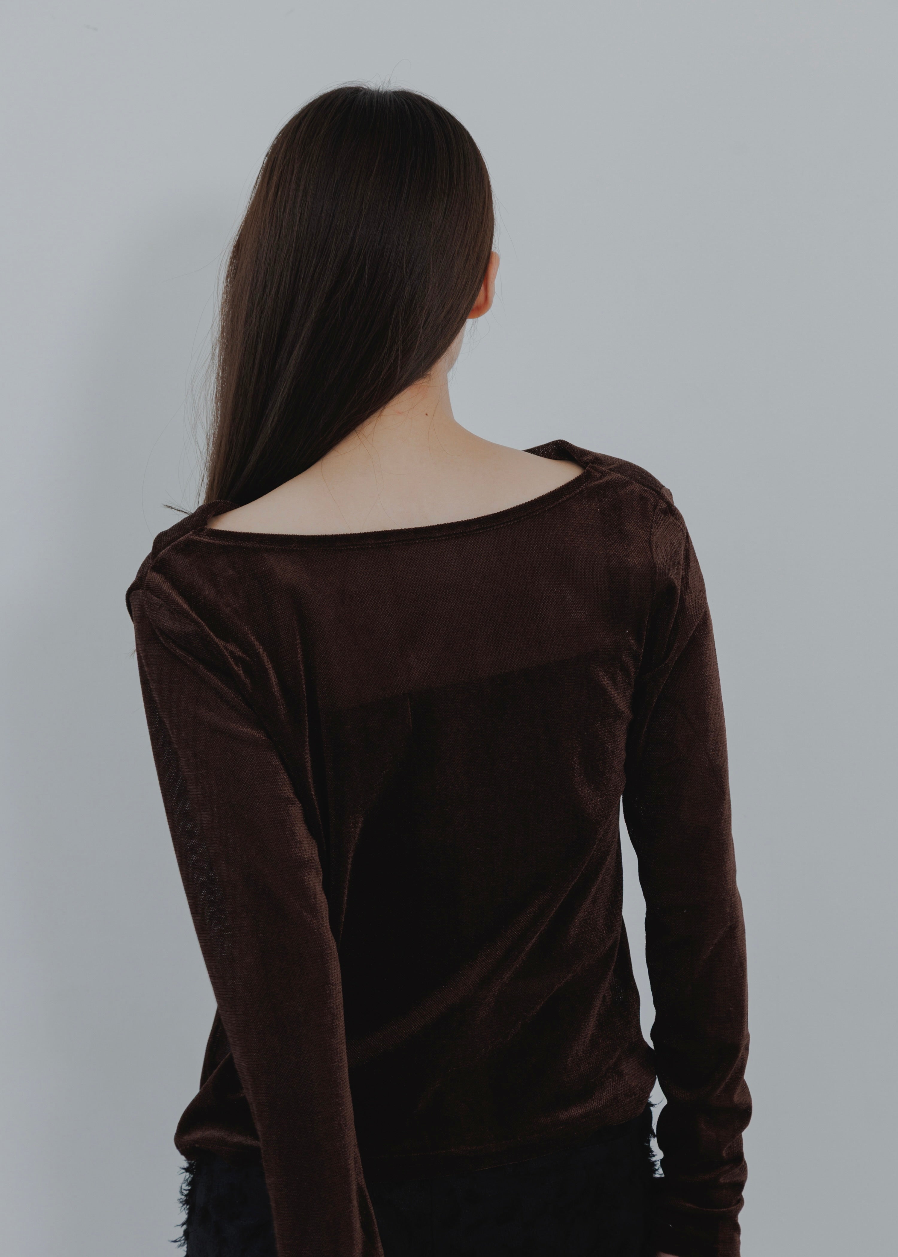 SHEER VELOUR DRAPE PULLOVER