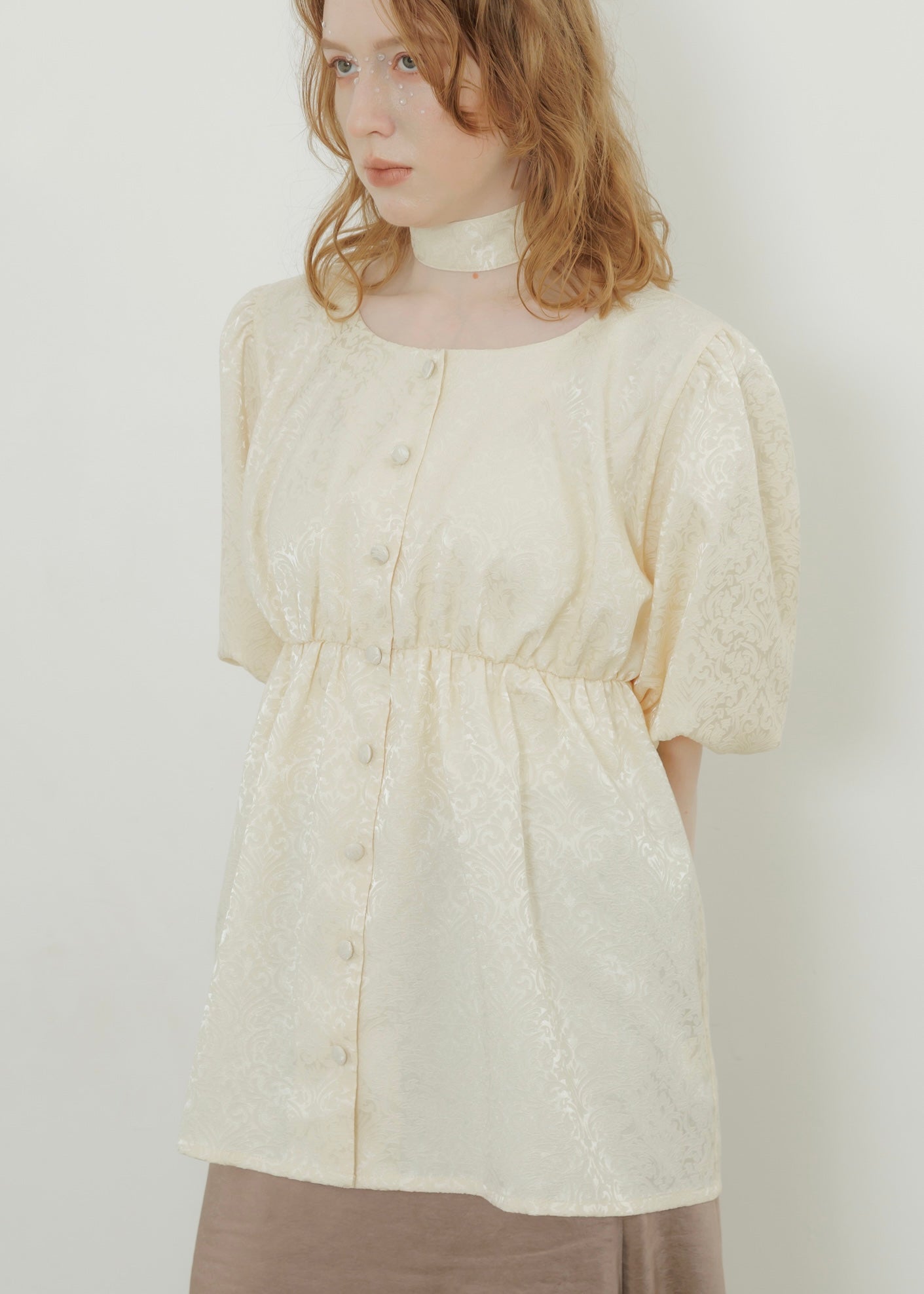 JACQUARD PEPLUM BLOUSE