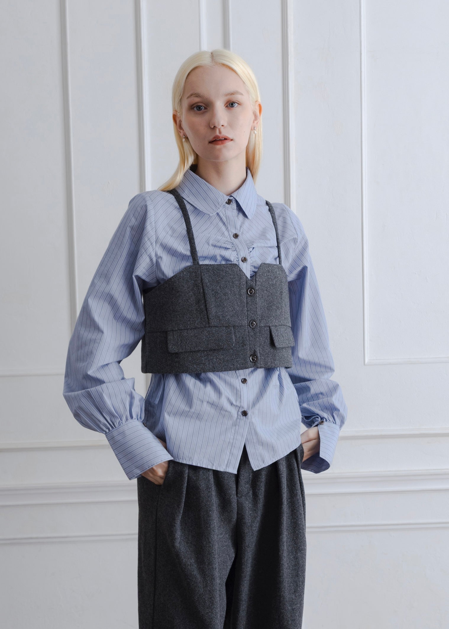 FAUX WOOL BUSTIER