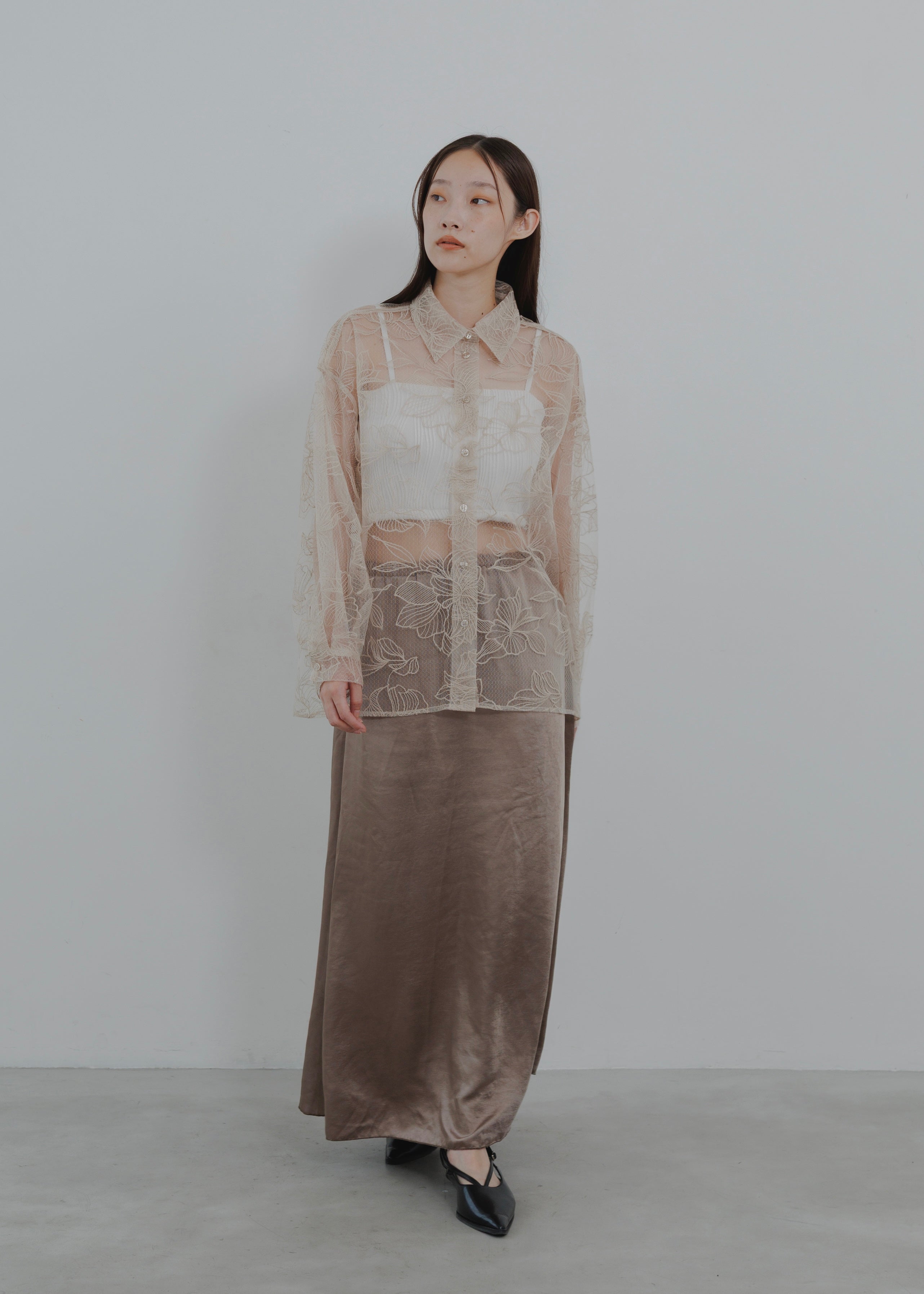 FLOWER TULLE SHIRT