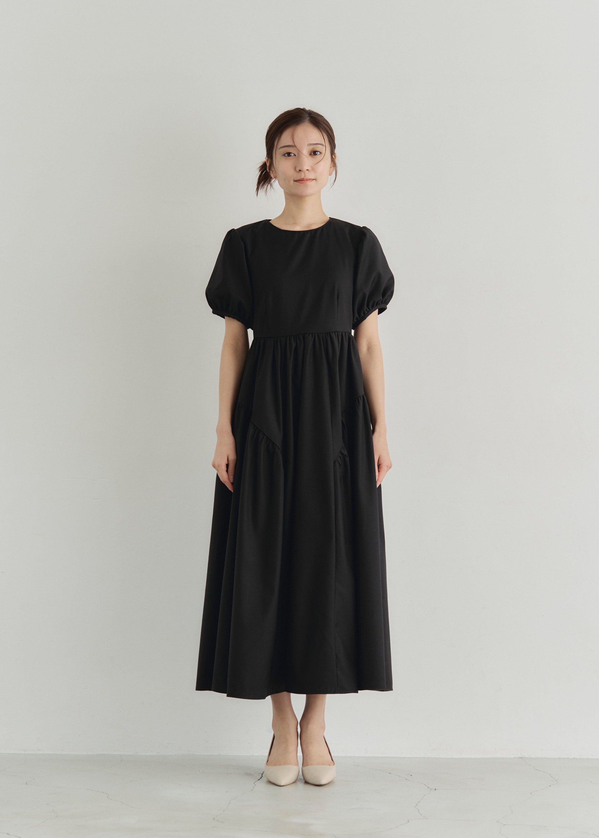 yourmle PUFF SLEEVE RIBBON DRESS ブラック PUFF SLEEVE RIBBON DRESS