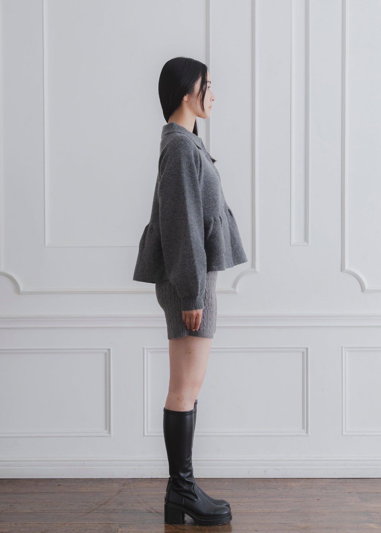 PEPLUM グレー Peplum Hoodie