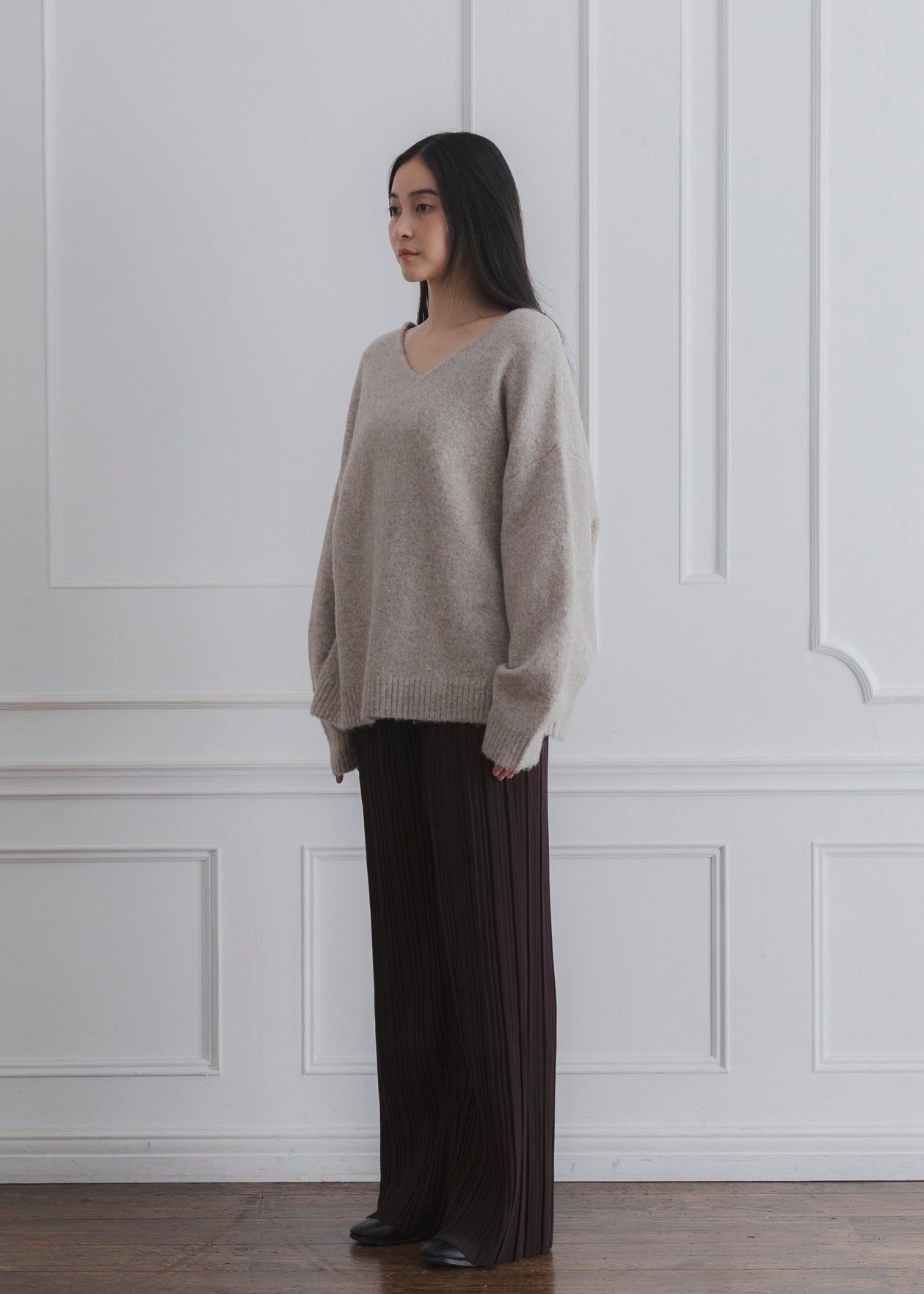 BACK RIBBON KNIT PULLOVER