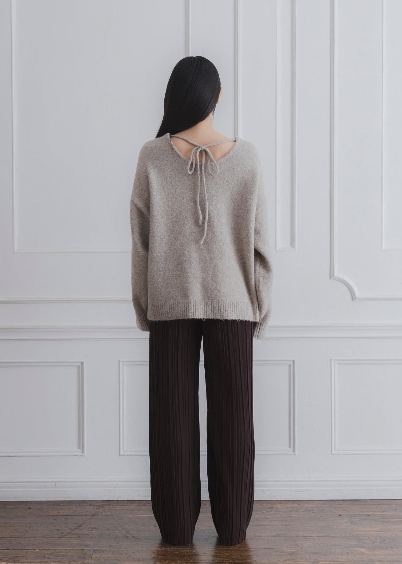 BACK RIBBON KNIT PULLOVER