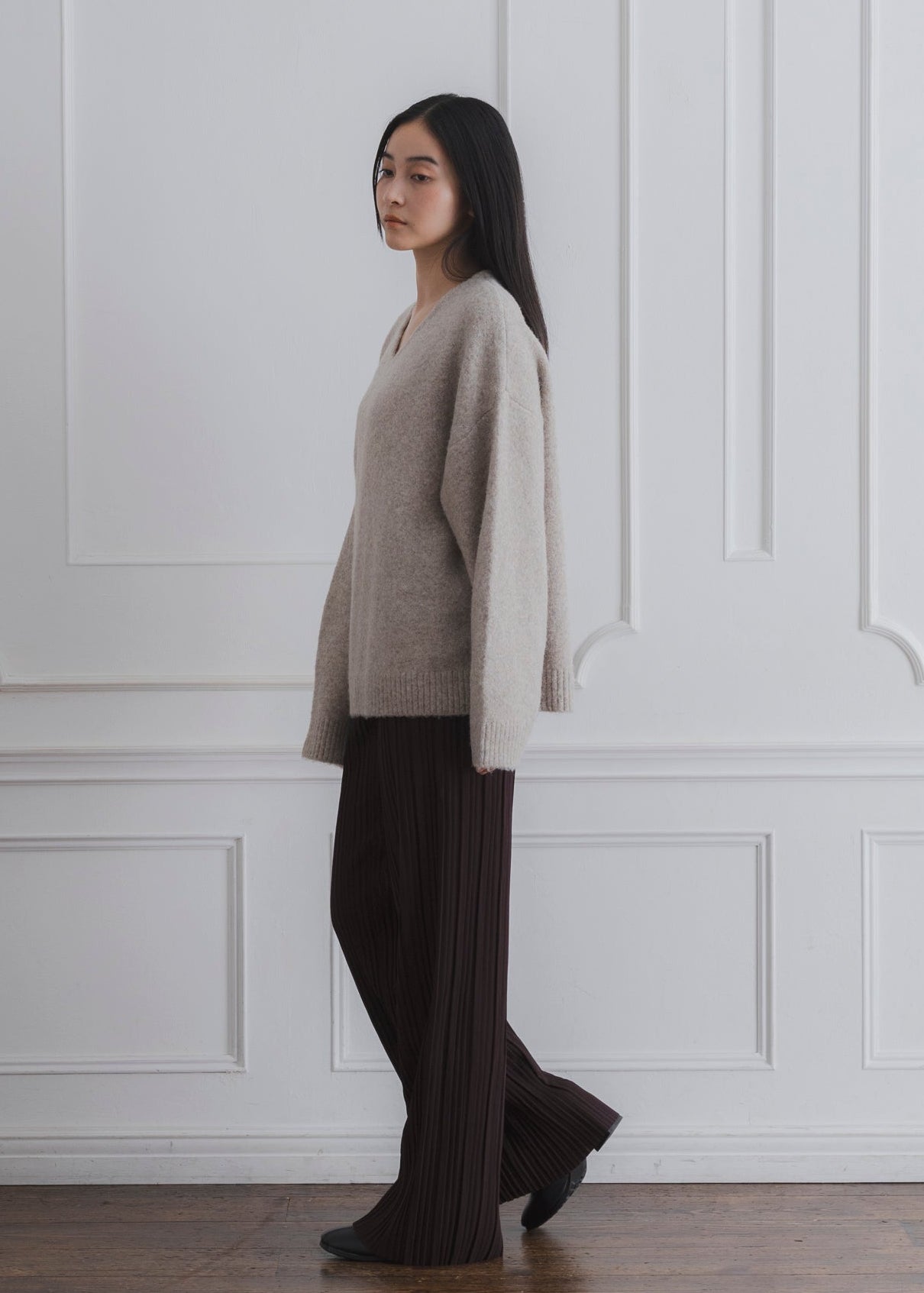 BACK RIBBON KNIT PULLOVER