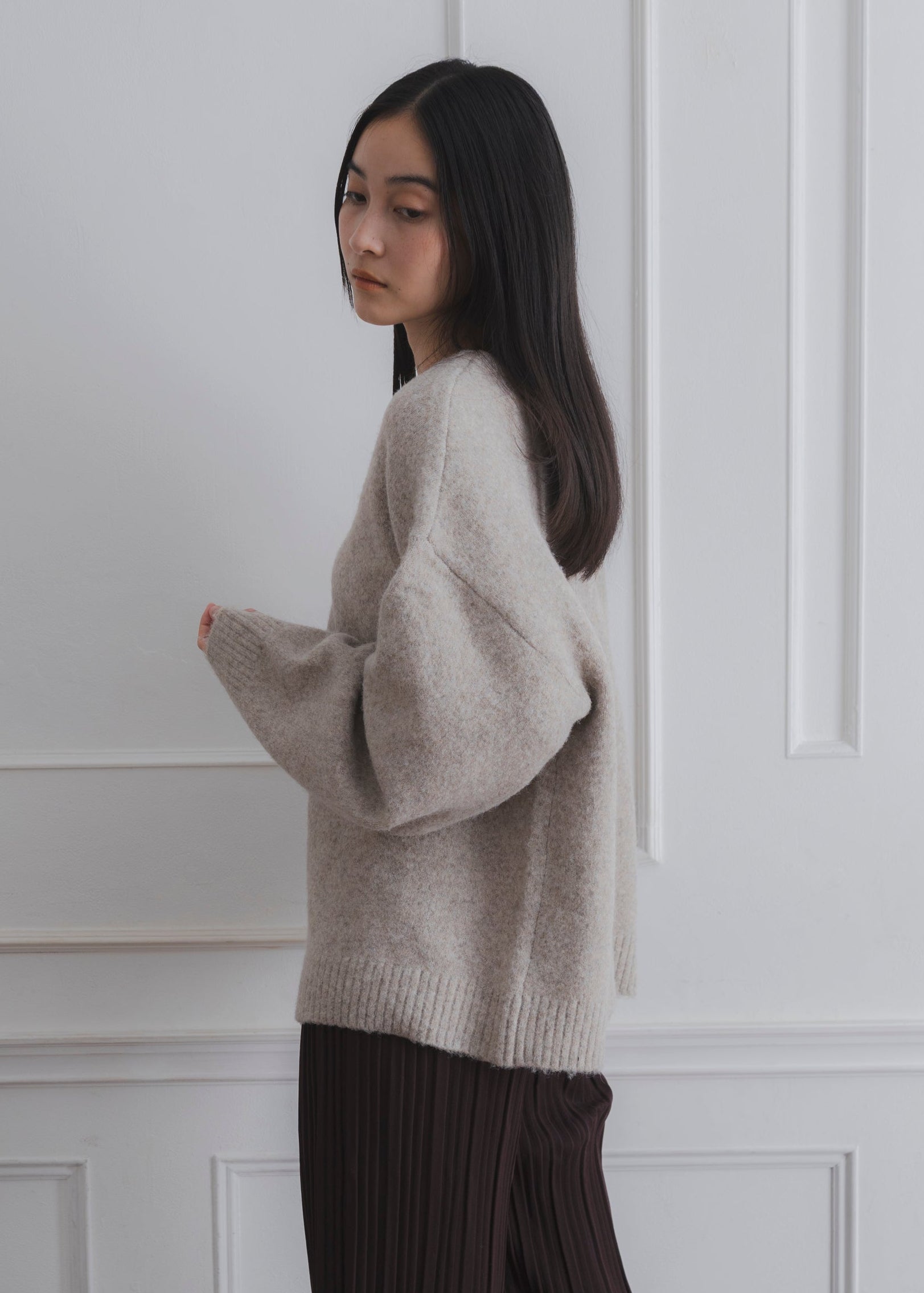 BACK RIBBON KNIT PULLOVER