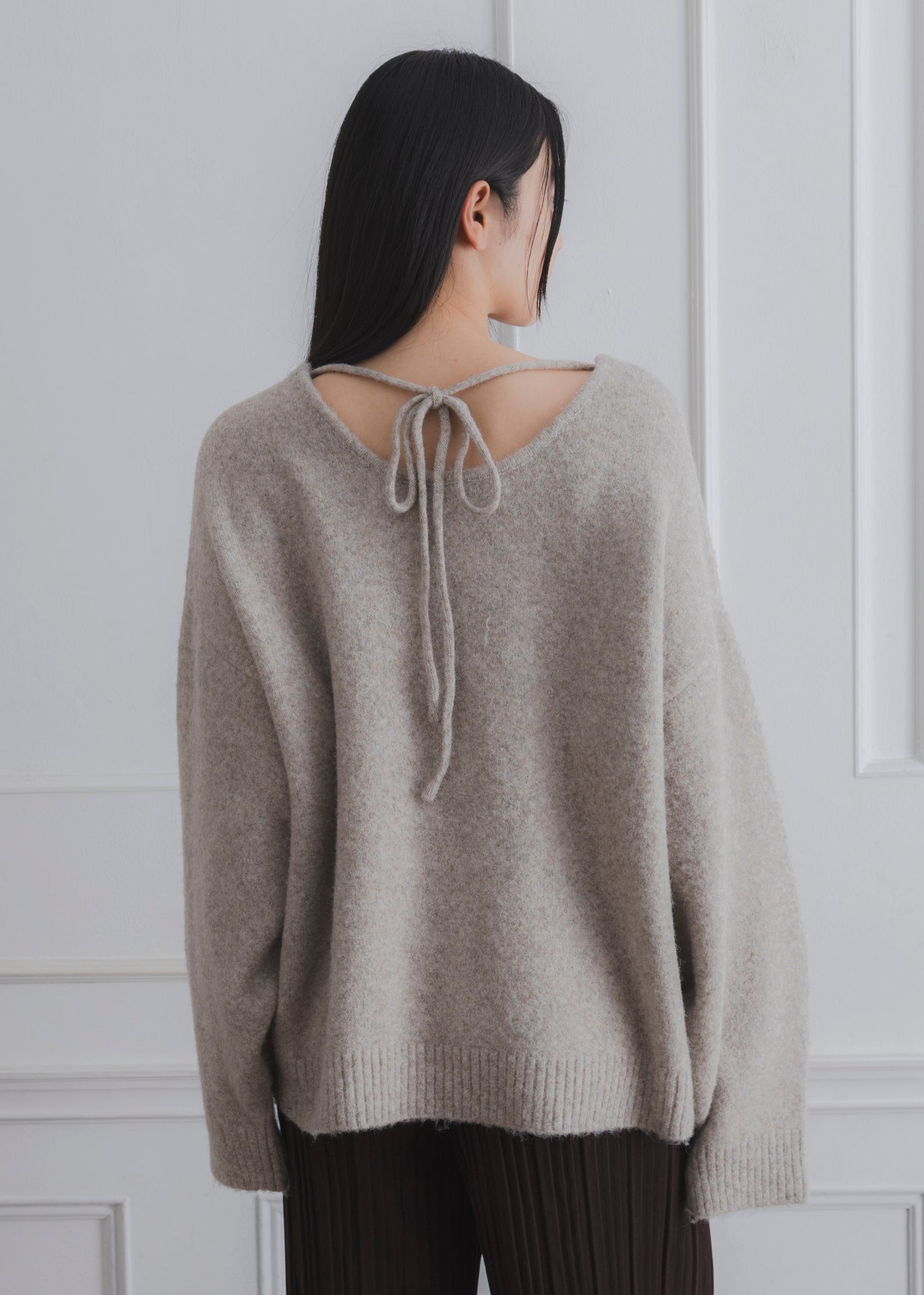 BACK RIBBON KNIT PULLOVER