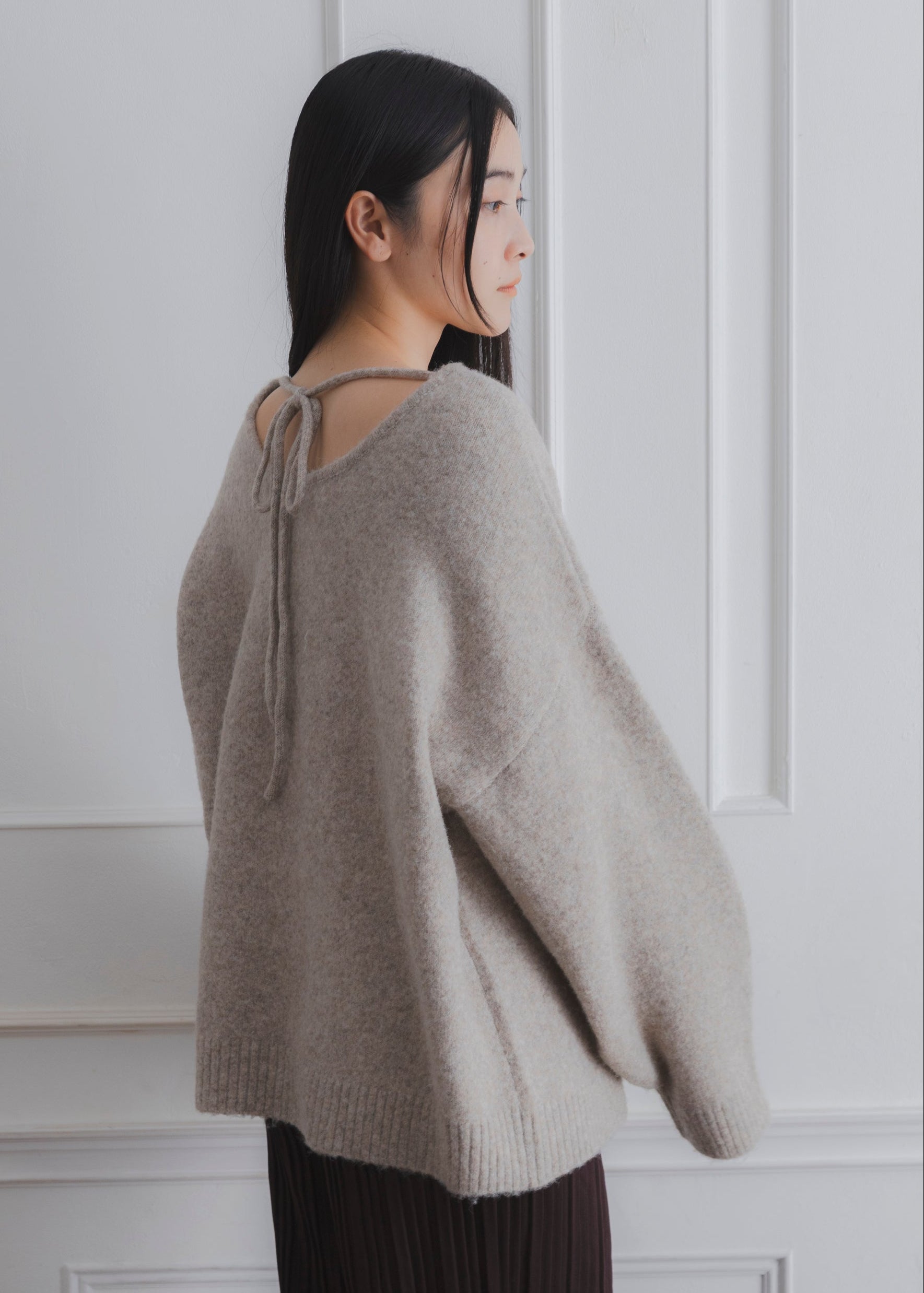 BACK RIBBON KNIT PULLOVER